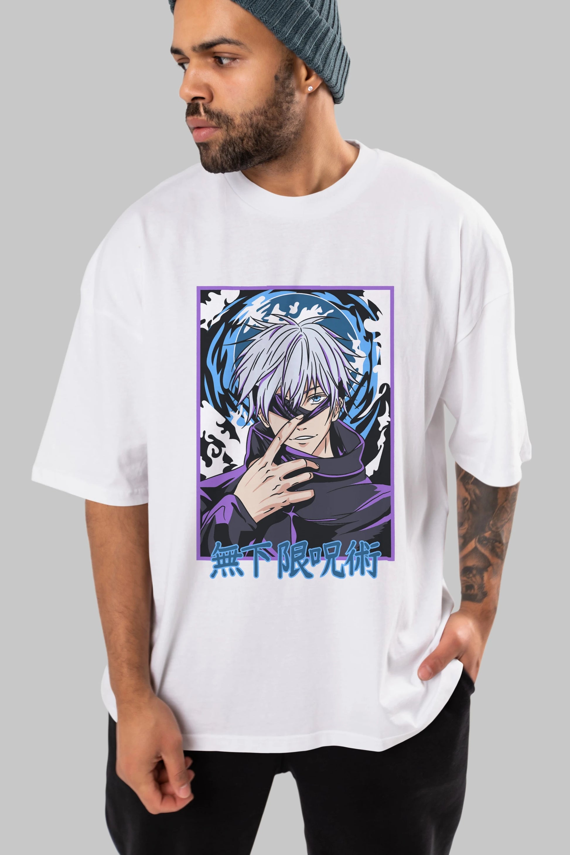 SATORU GOJO 3 Anime Ön Baskılı Oversize t-shirt %100 pamuk Erkek Kadın Unisex