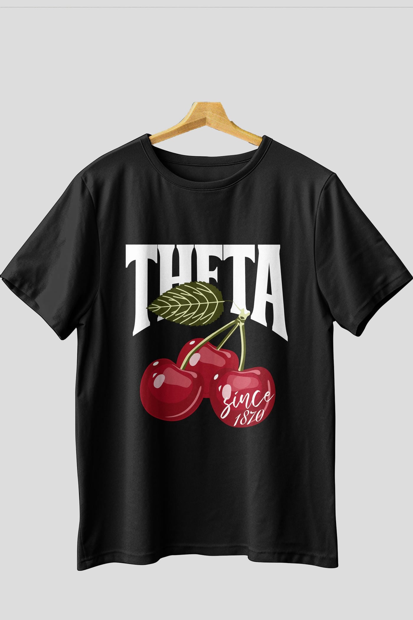 Theta Cherry Cherries Ön Baskılı Oversize t-shirt Erkek Kadın Pamuk Bisiklet Yaka tişort