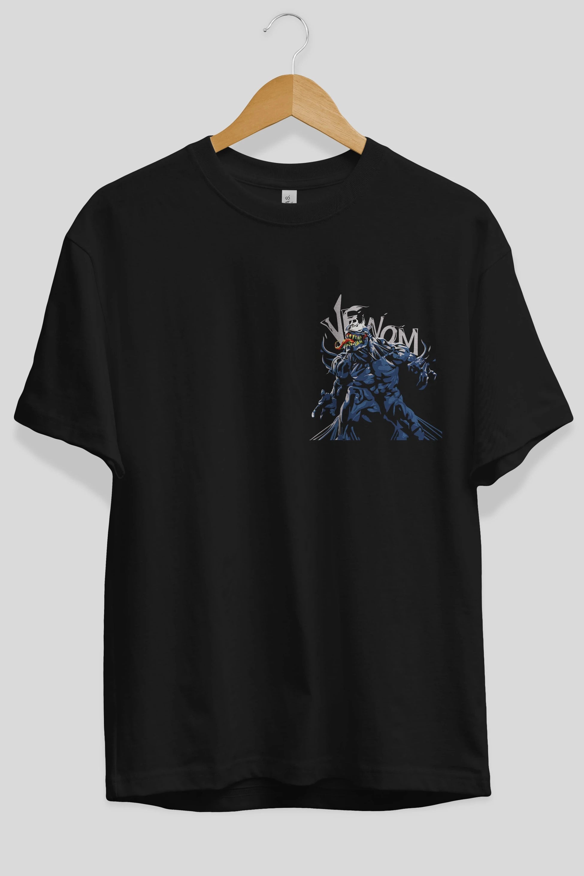 Venom (8) Ön Sol Baskılı Oversize t-shirt Erkek Kadın Unisex %100 Pamuk Bisiklet Yaka tişort