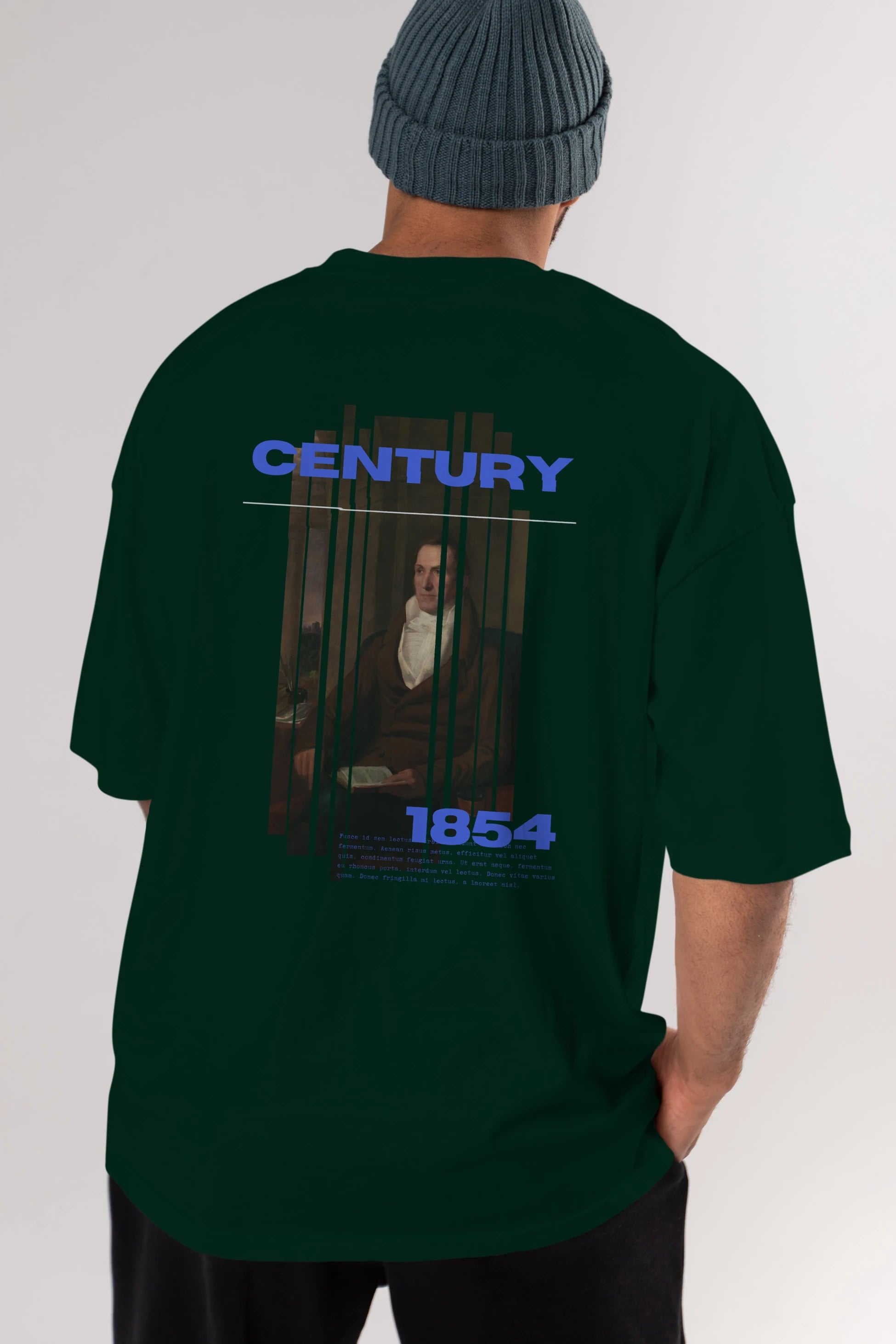 Century 1854 Yazılı Arka Baskılı Oversize t-shirt Erkek Kadın Unisex