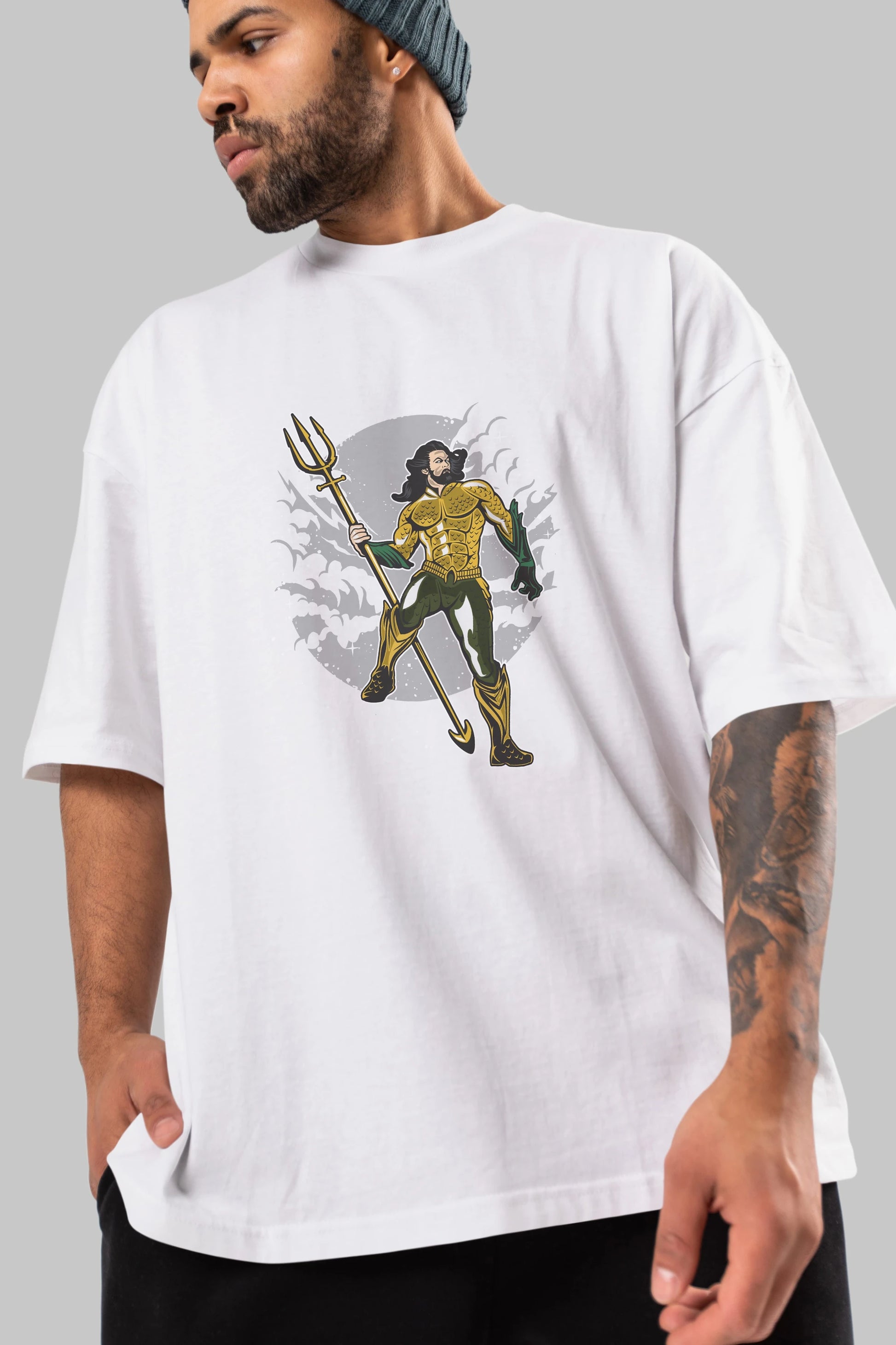 AQUAMAN Ön Baskılı Oversize t-shirt Erkek Kadın Unisex %100 Pamuk tişort