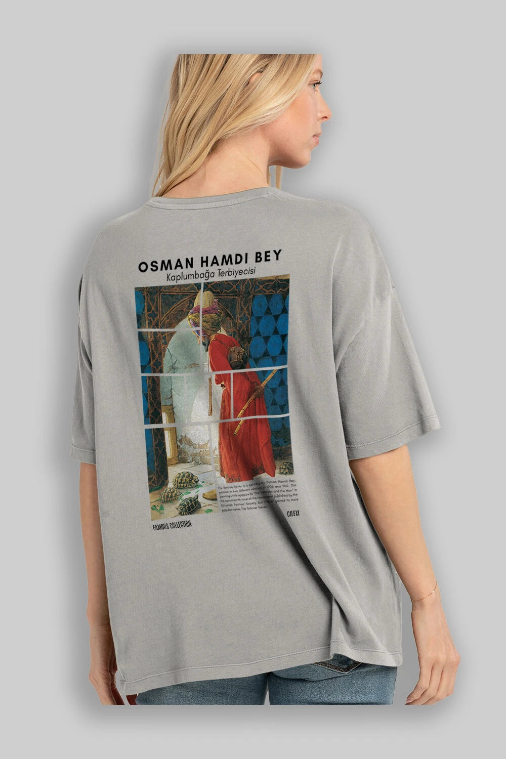 Osman Hamdi Bey Arka Baskılı Oversize t-shirt Erkek Kadın Bisiklet Yaka Pamuk tişort