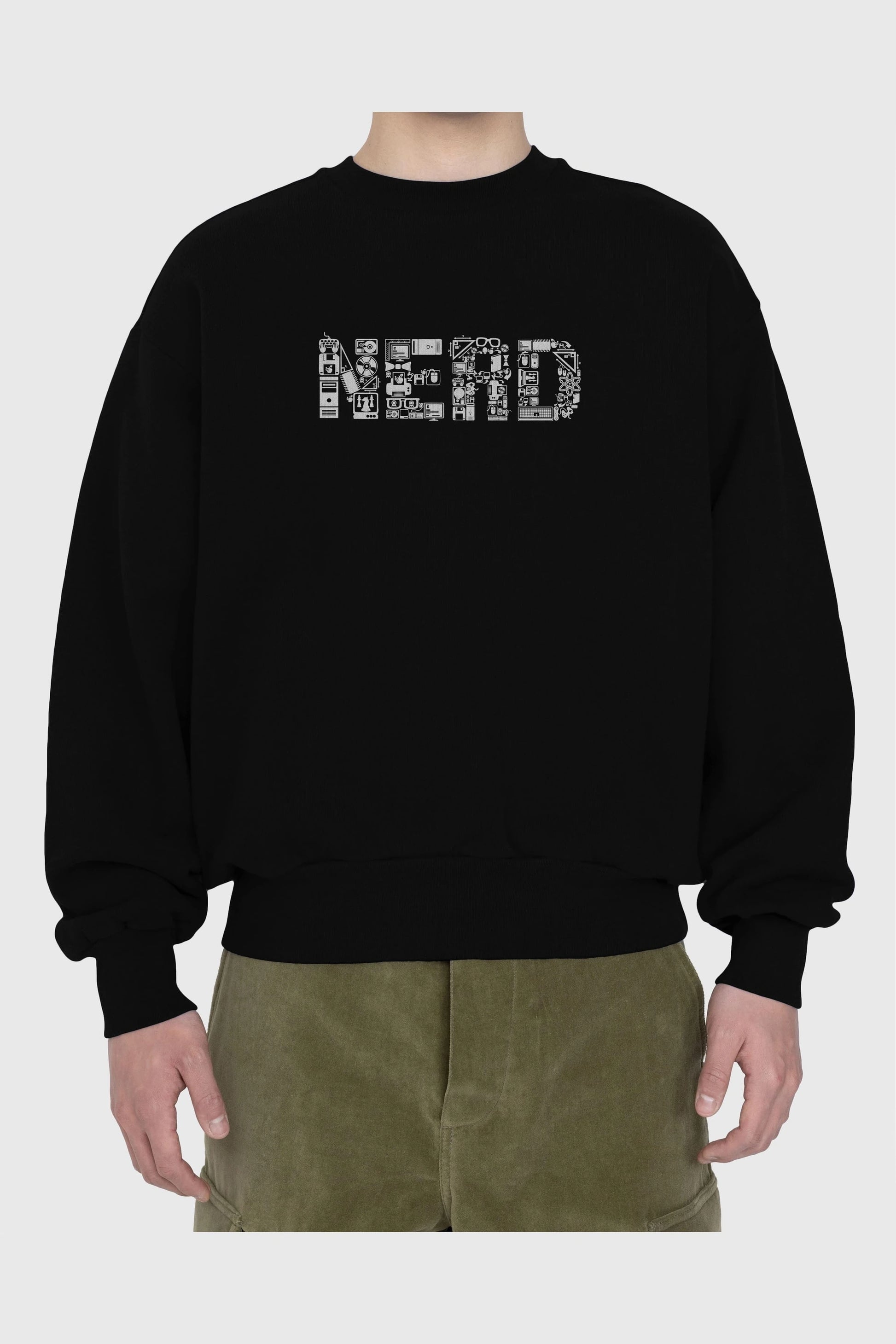 NERD Ön Baskılı Oversize Sweatshirt Erkek Kadın Unisex