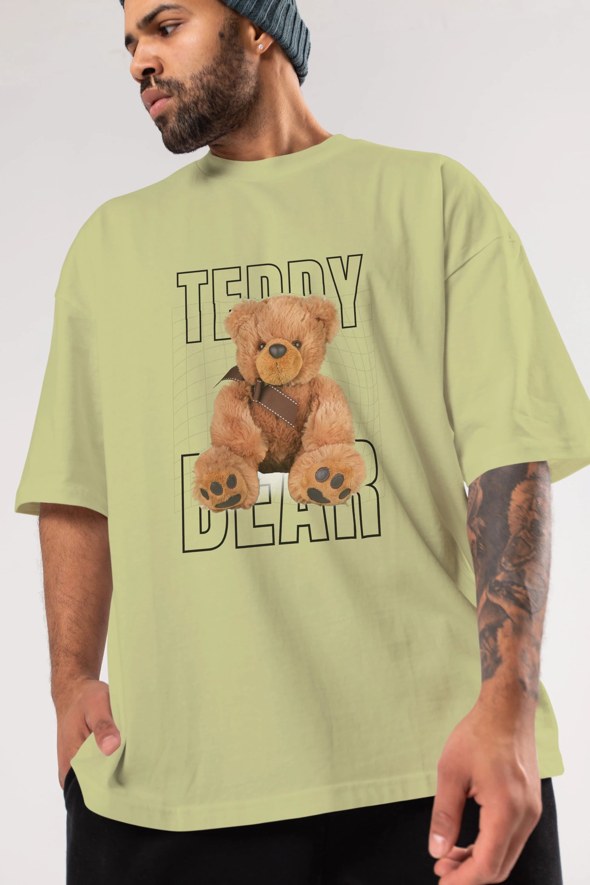 Teddy Bear Yazılı Ön Baskılı Oversize t-shirt Erkek Kadın Unisex %100 Pamuk