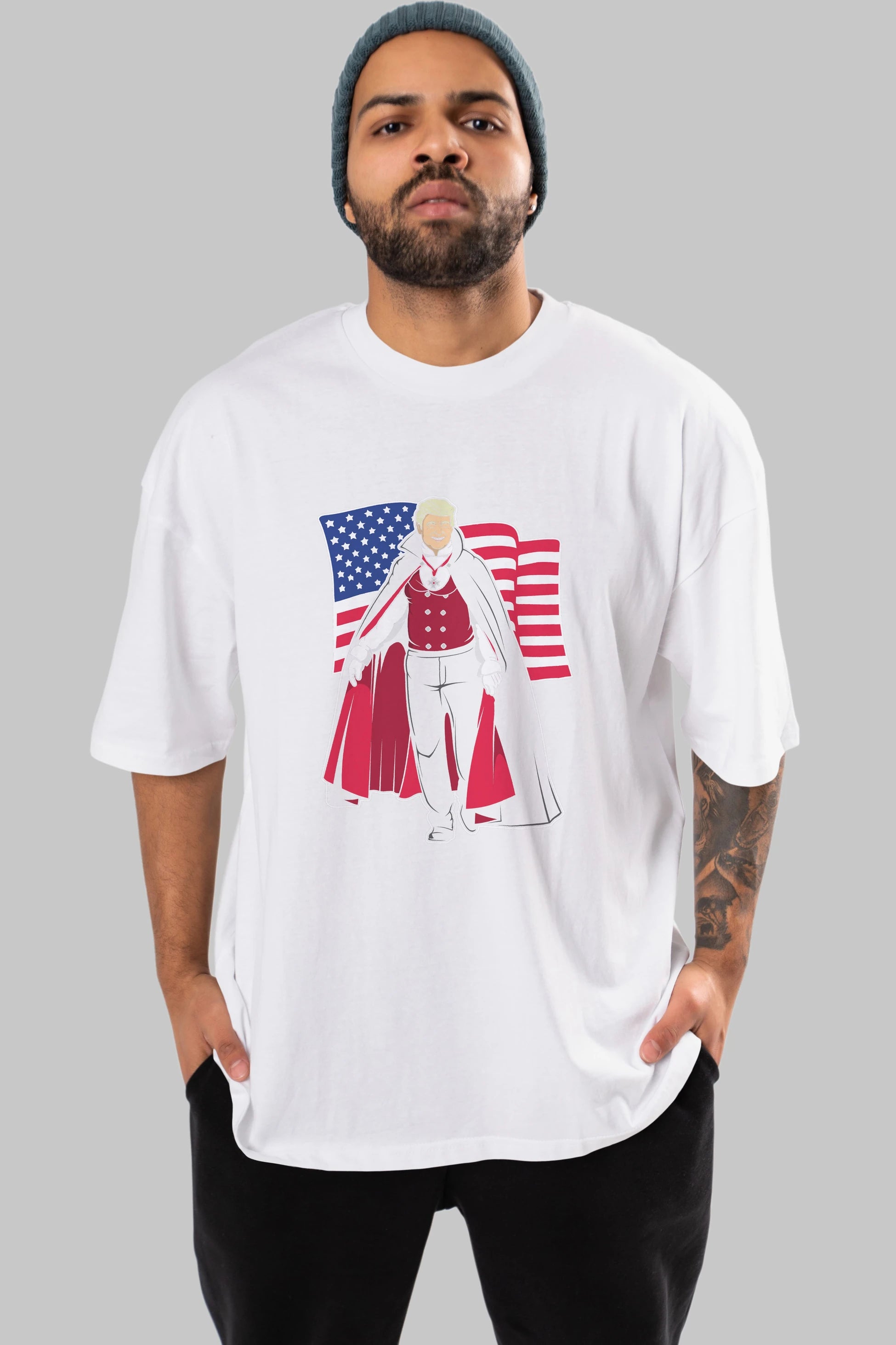 Trump Dracula Ön Baskılı Oversize t-shirt Erkek Kadın Unisex %100 Pamuk tişort