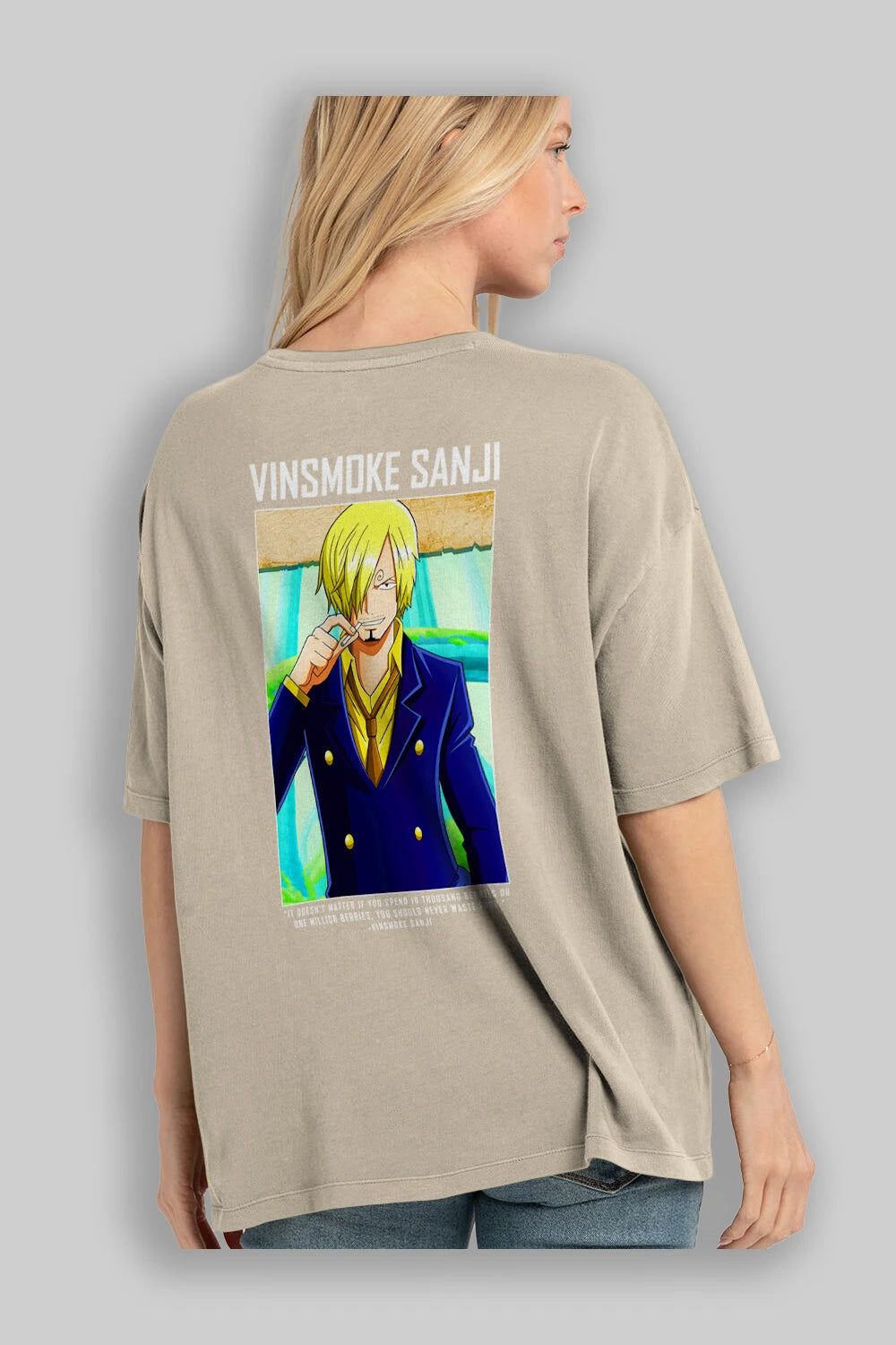 Sanji 2 Anime Arka Baskılı Oversize t-shirt Erkek Kadın Unisex %100 pamuk tişort