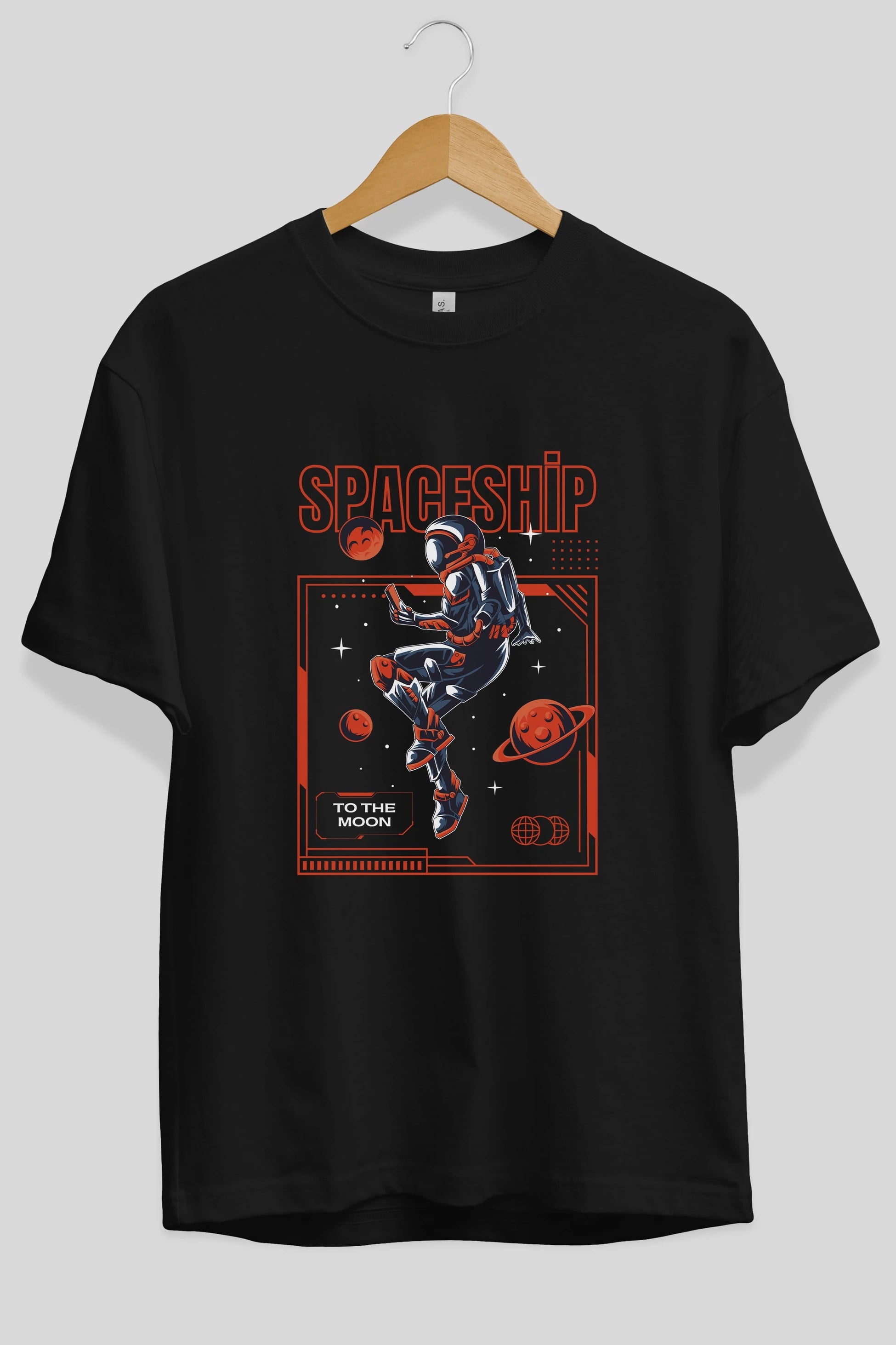 Spaceship Ön Baskılı Oversize t-shirt Erkek Kadın Unisex