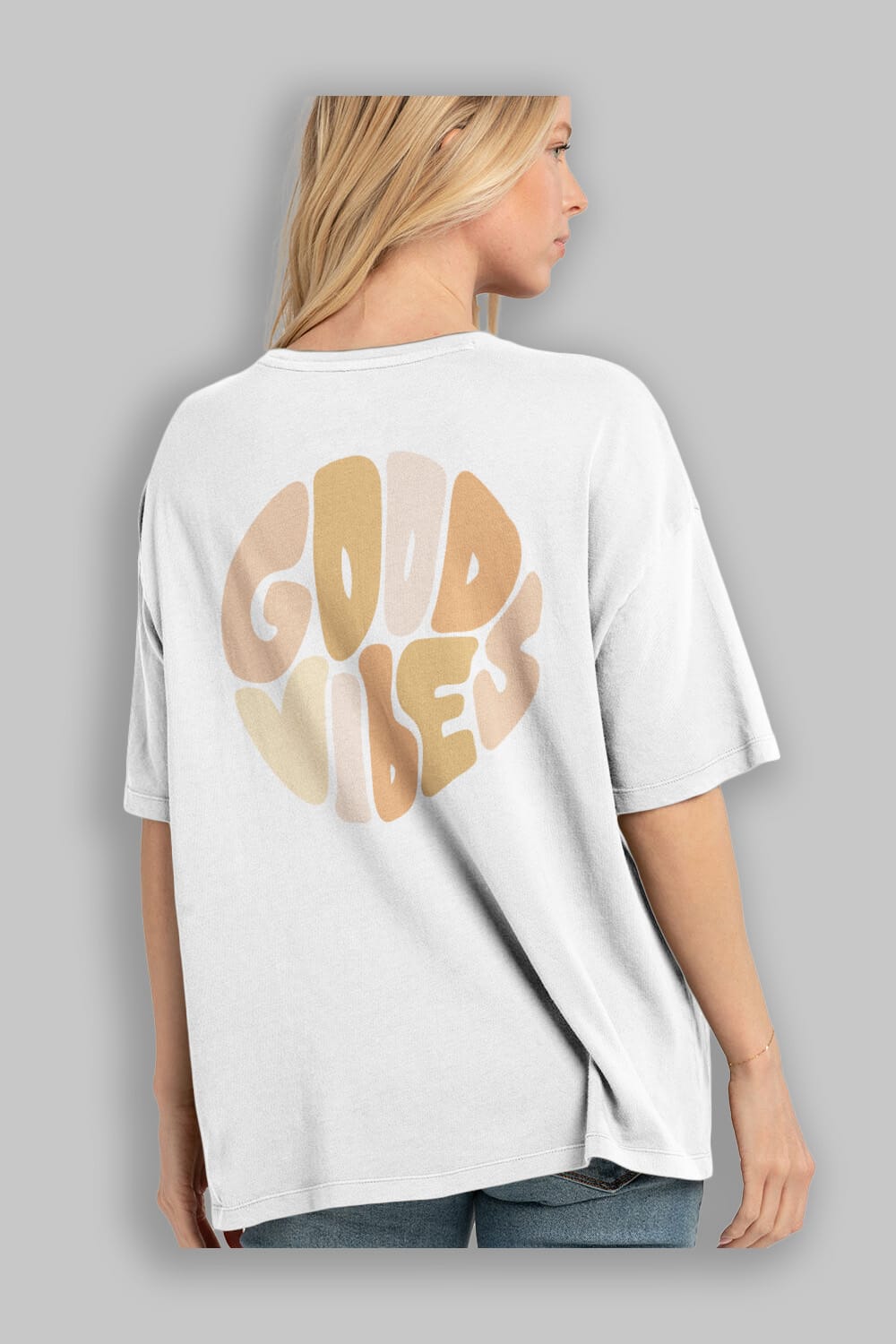 Good Vibes Yazılı 3 Arka Baskılı Oversize t-shirt Erkek Kadın Unisex