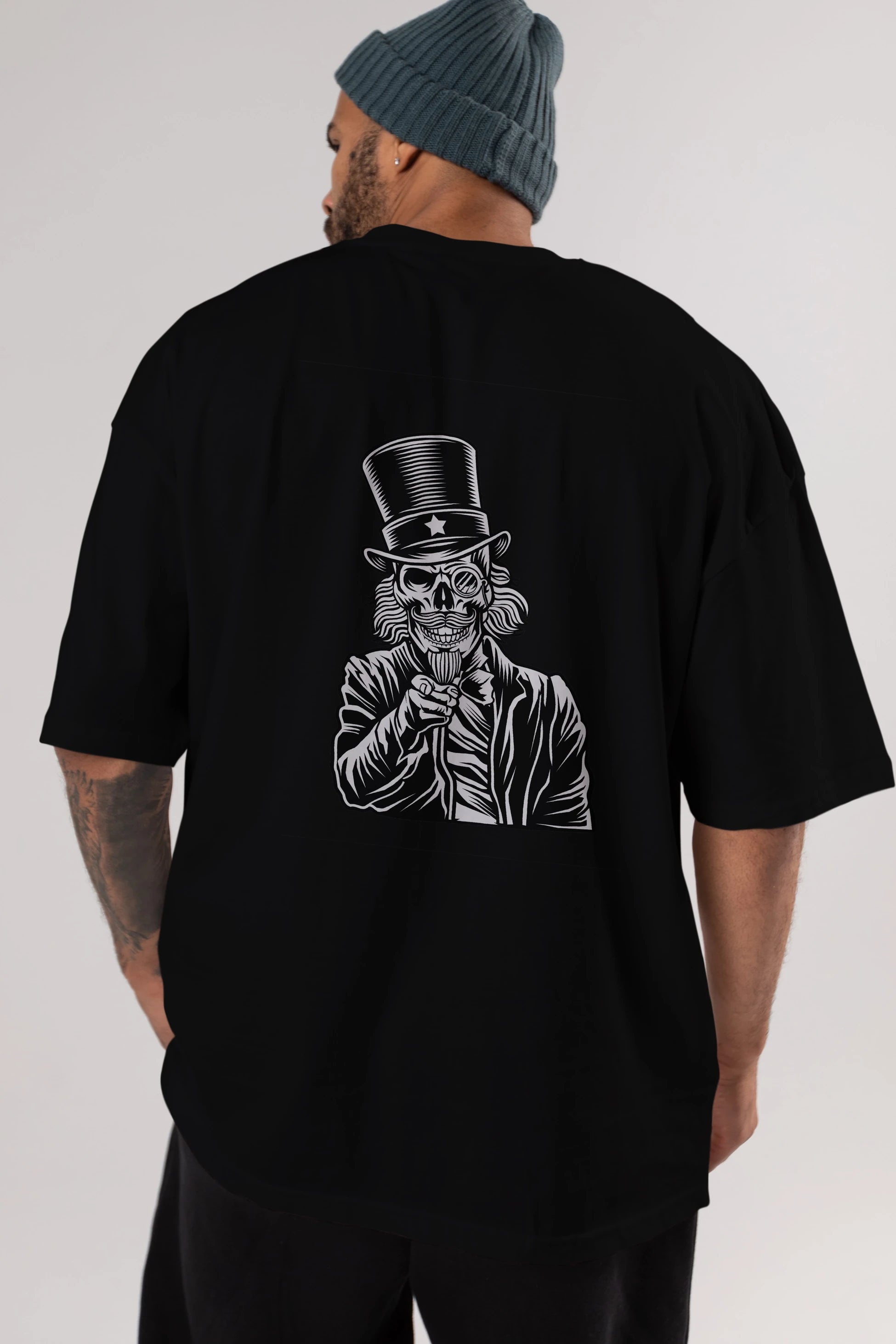 I Want You Skull Arka Baskılı Oversize t-shirt Erkek Kadın Unisex %100 Pamuk tişort