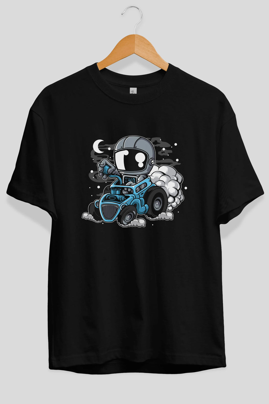 Astronaut Hotrod Ön Baskılı Oversize t-shirt Erkek Kadın Unisex