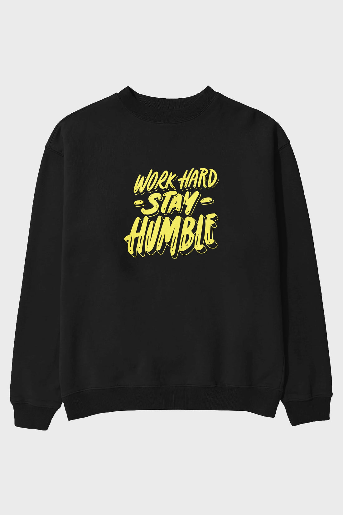 Word Hard Yazılı Ön Baskılı Oversize Sweatshirt Erkek Kadın Unisex