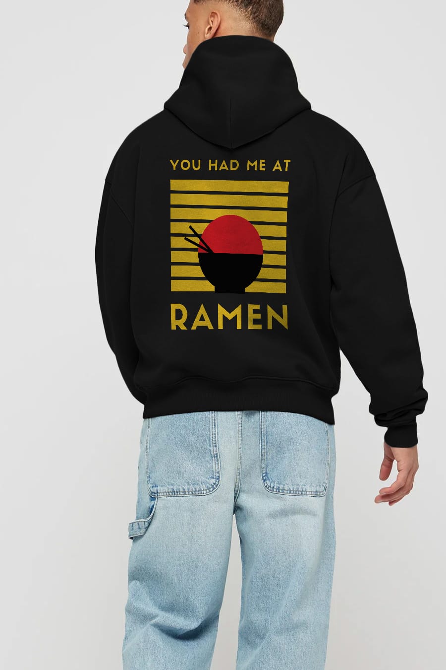 You Had me at Ramen Yazılı Arka Baskılı Oversize Hoodie Kapüşonlu Sweatshirt Erkek Kadın Unisex