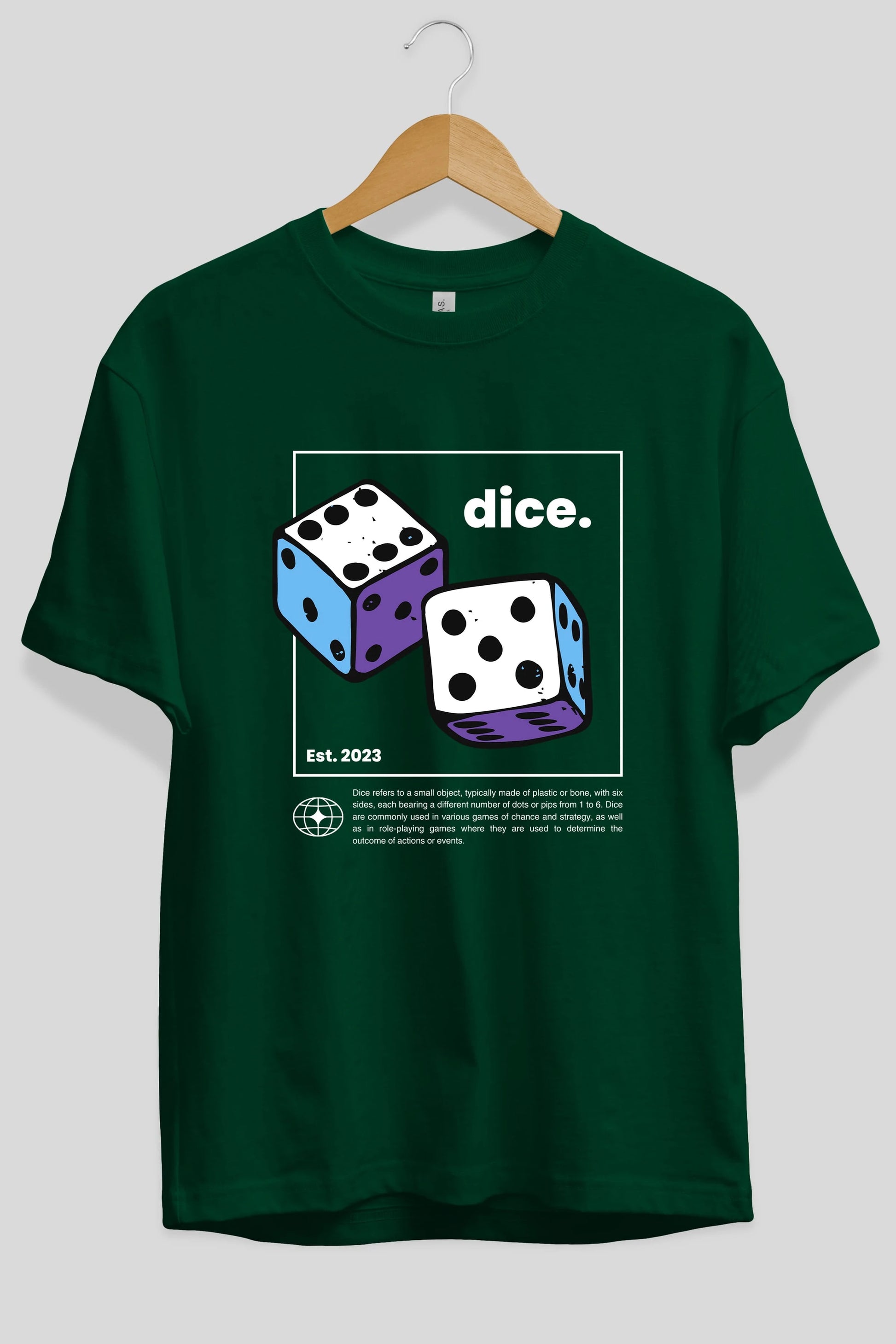 Dice Yazılı Ön Baskılı Oversize t-shirt Erkek Kadın Unisex