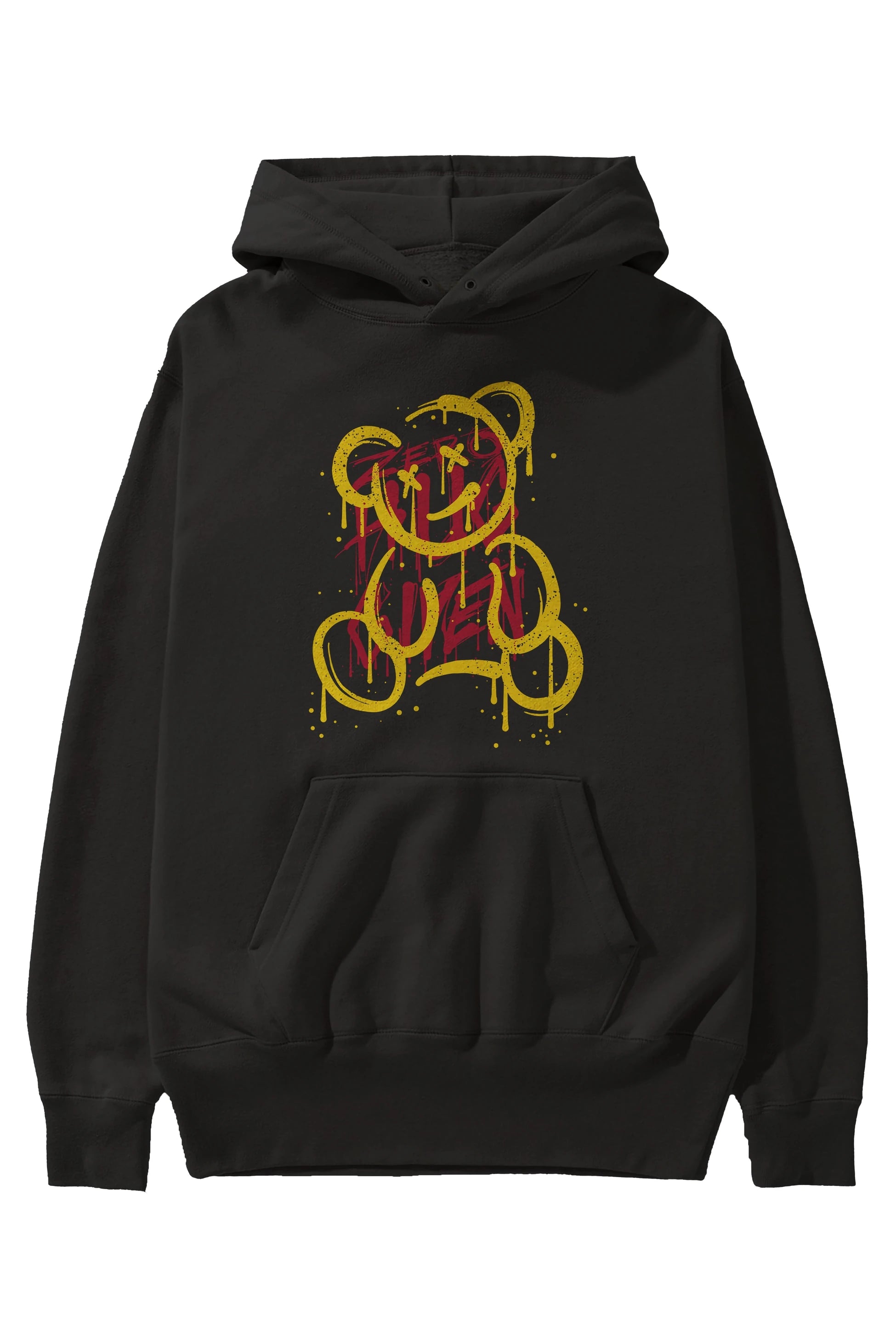 Zero Hug Bear Ön Baskılı Hoodie Oversize Kapüşonlu Sweatshirt Erkek Kadın Unisex