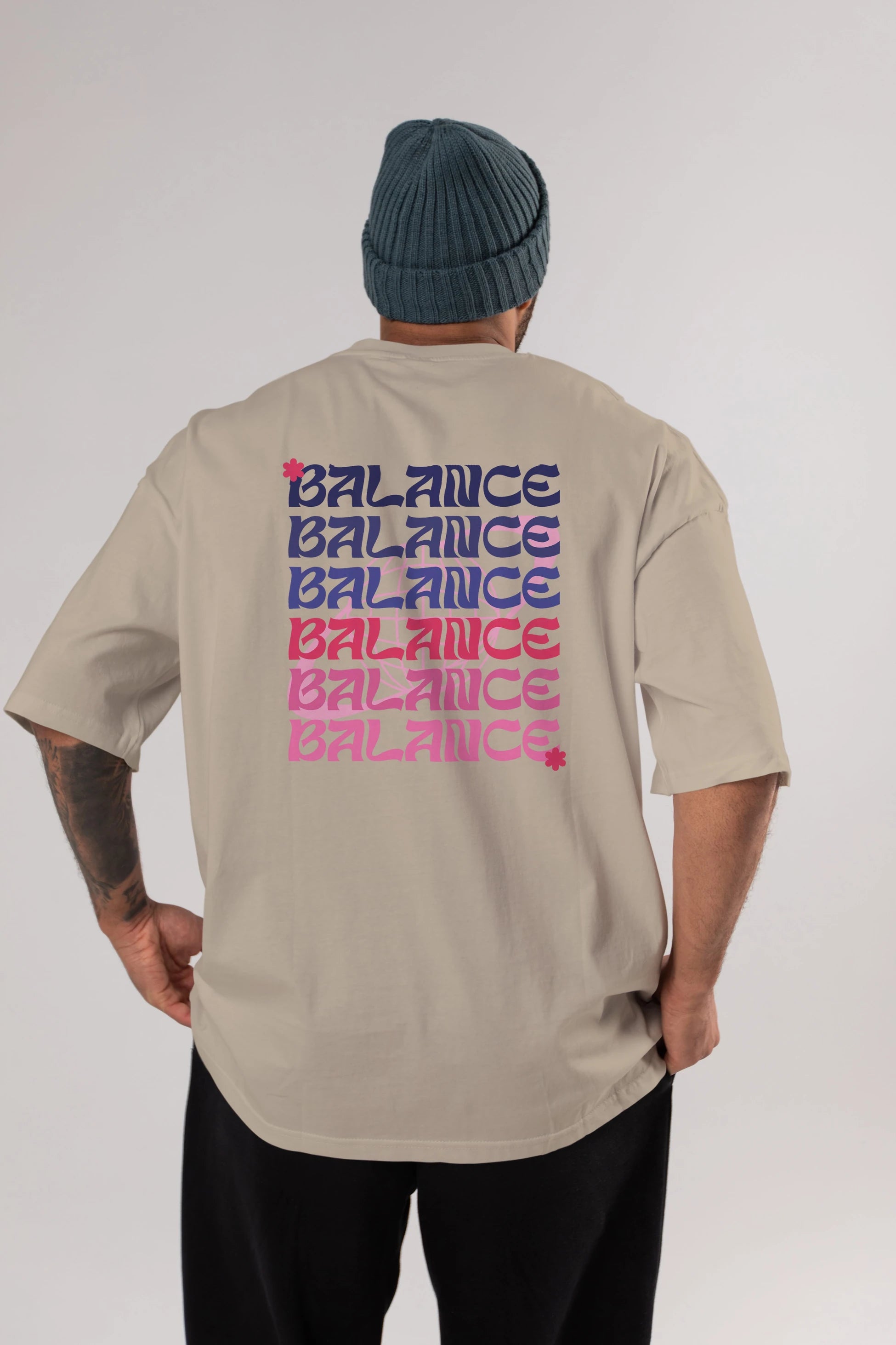 Balance Yazılı Arka Baskılı Oversize t-shirt Erkek Kadın Unisex