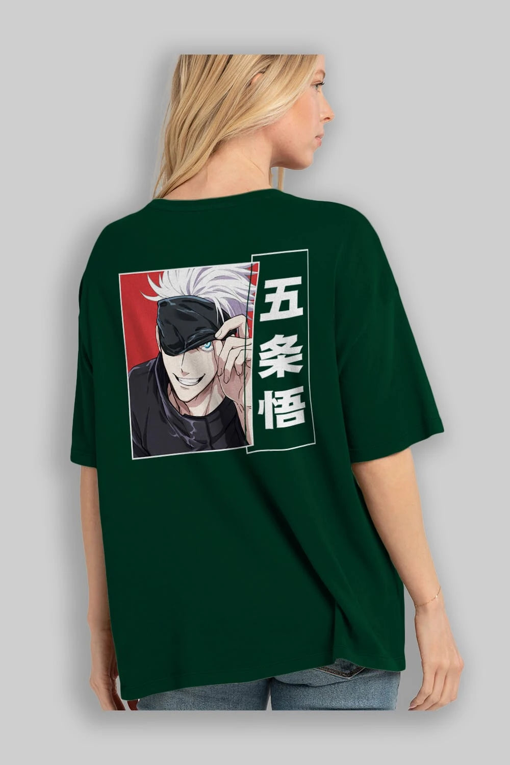 JUJUTSU KAISEN Anime Arka Baskılı Oversize t-shirt Erkek Kadın Unisex