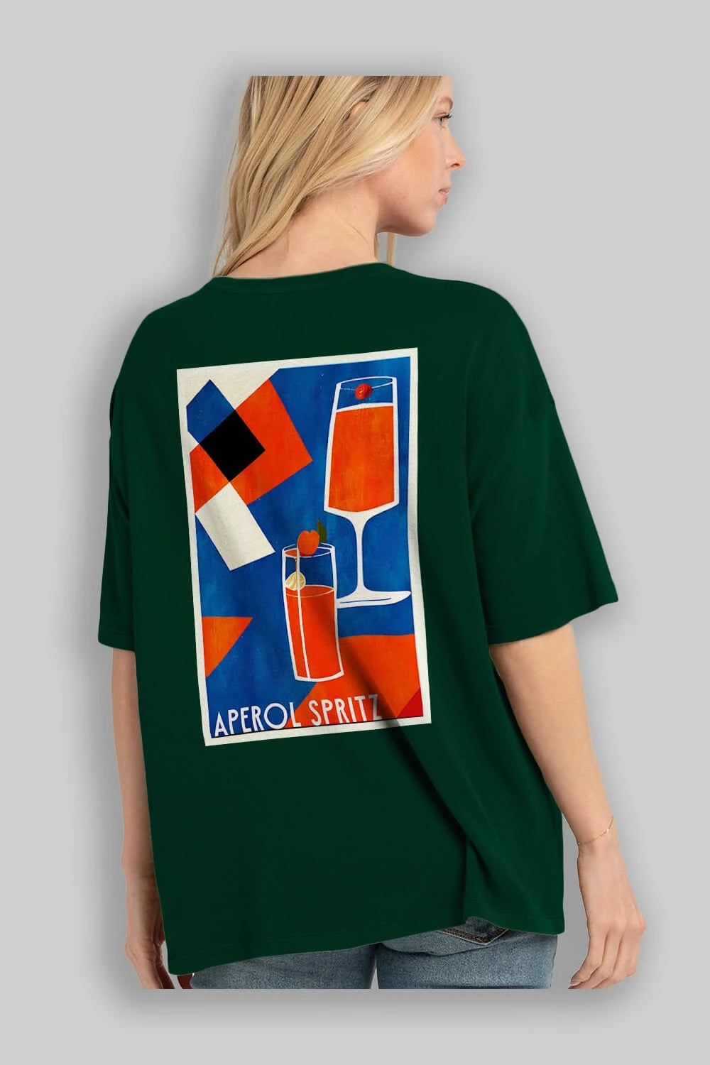 Aperol Spritz 4 Arka Baskılı Oversize t-shirt Erkek Kadın Unisex %100 Pamuk Bisiklet Yaka tişort