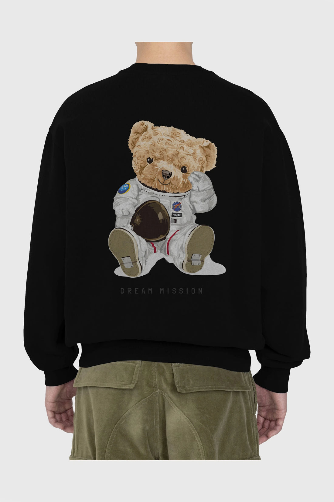 Teddy Bear Asrtonot Arka Baskılı Oversize Sweatshirt Erkek Kadın Unisex