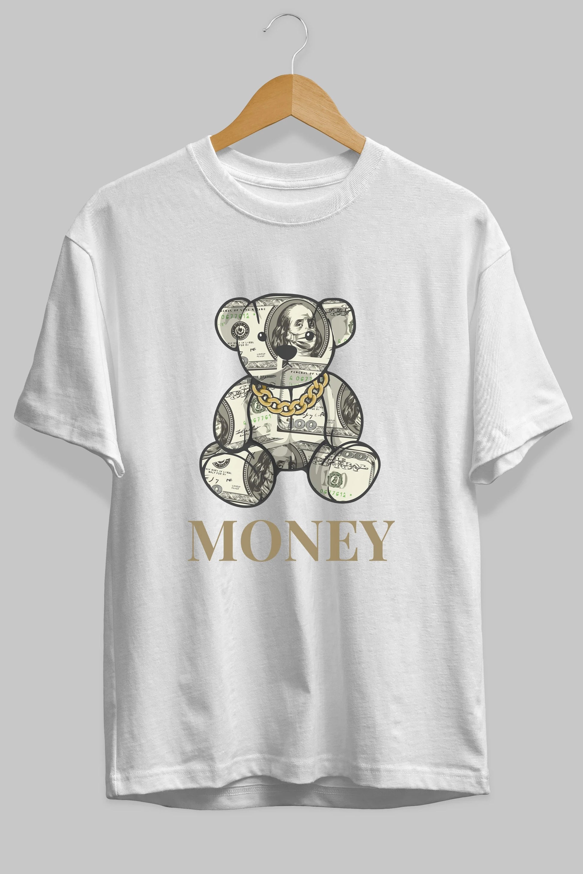Teddy Bear Money Ön Baskılı Oversize t-shirt Erkek Kadın Unisex