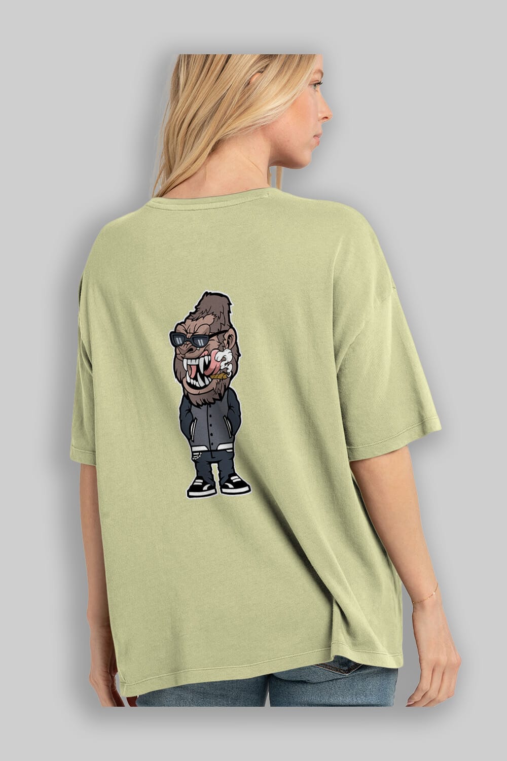 Gorilla Street Style Arka Baskılı Oversize t-shirt Erkek Kadın Unisex %100 Pamuk tişort