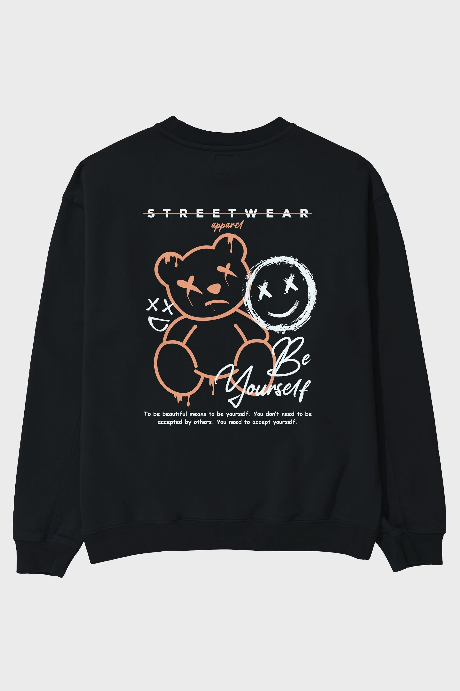 Be Yourself Bear Arka Baskılı Oversize Sweatshirt Erkek Kadın Unisex
