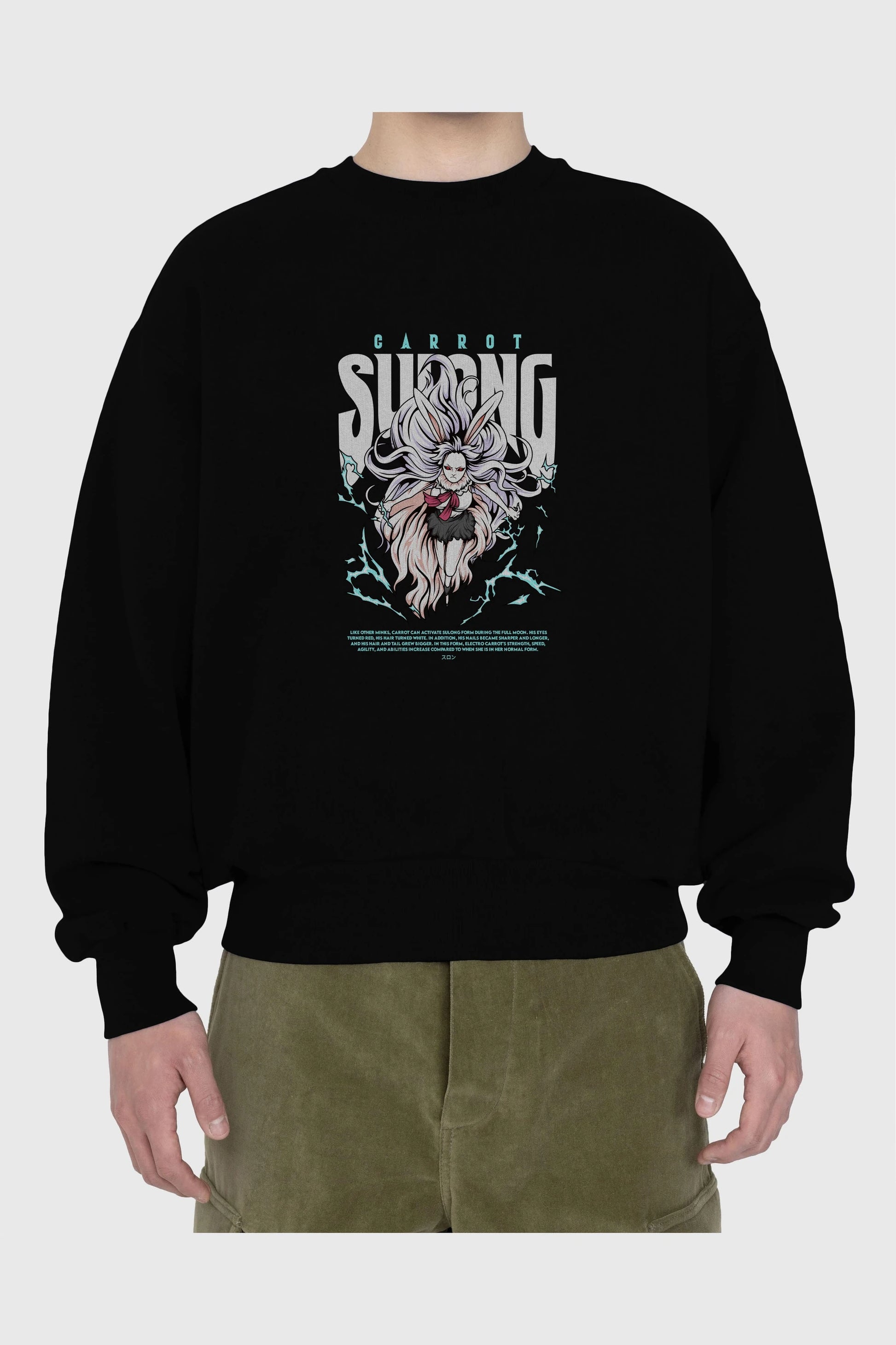 Carrot Sulong Anime Ön Baskılı Oversize Sweatshirt Erkek Kadın Unisex