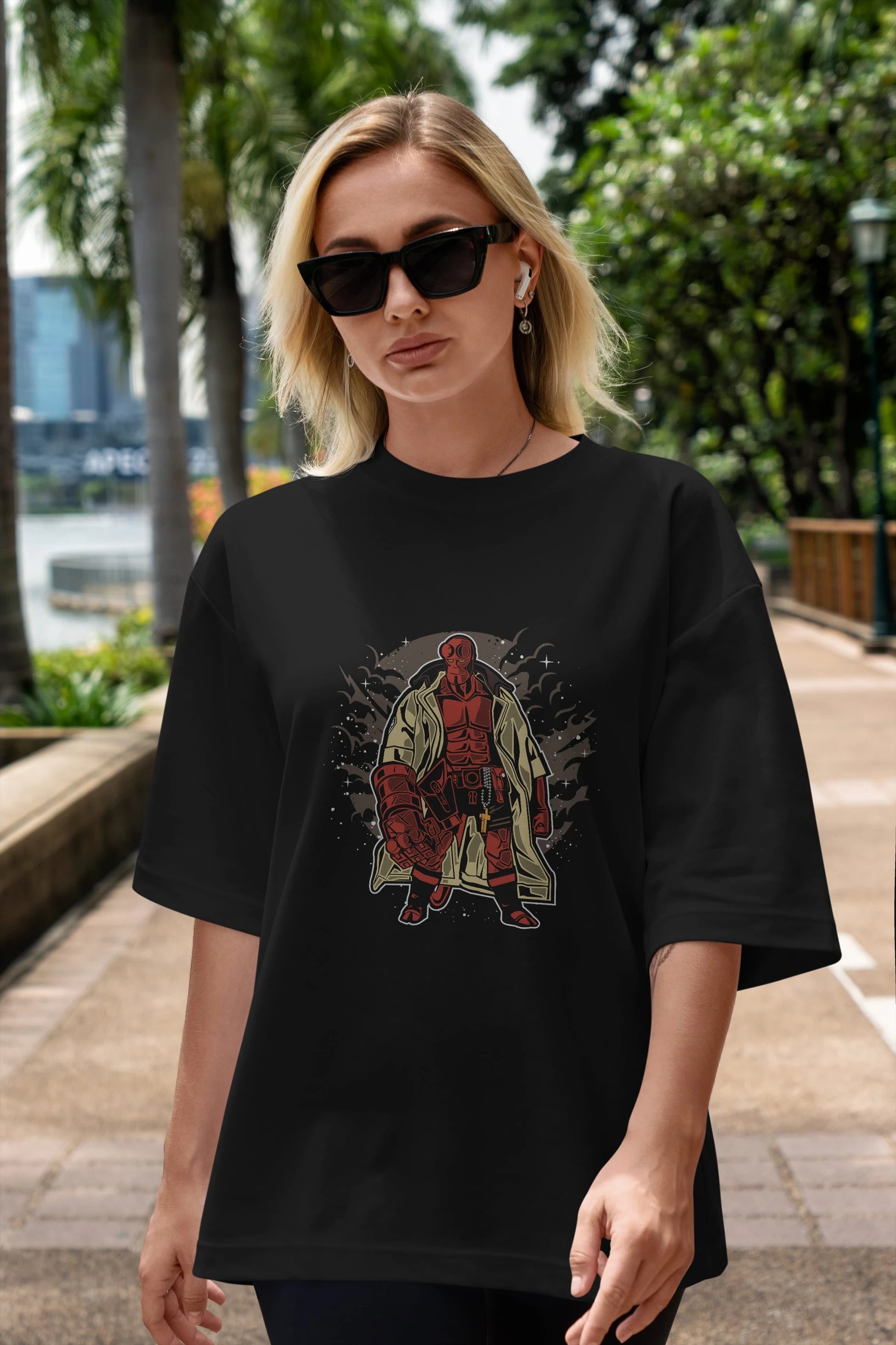 Hellboy Ön Baskılı Oversize t-shirt Erkek Kadın Unisex %100 Pamuk tişort