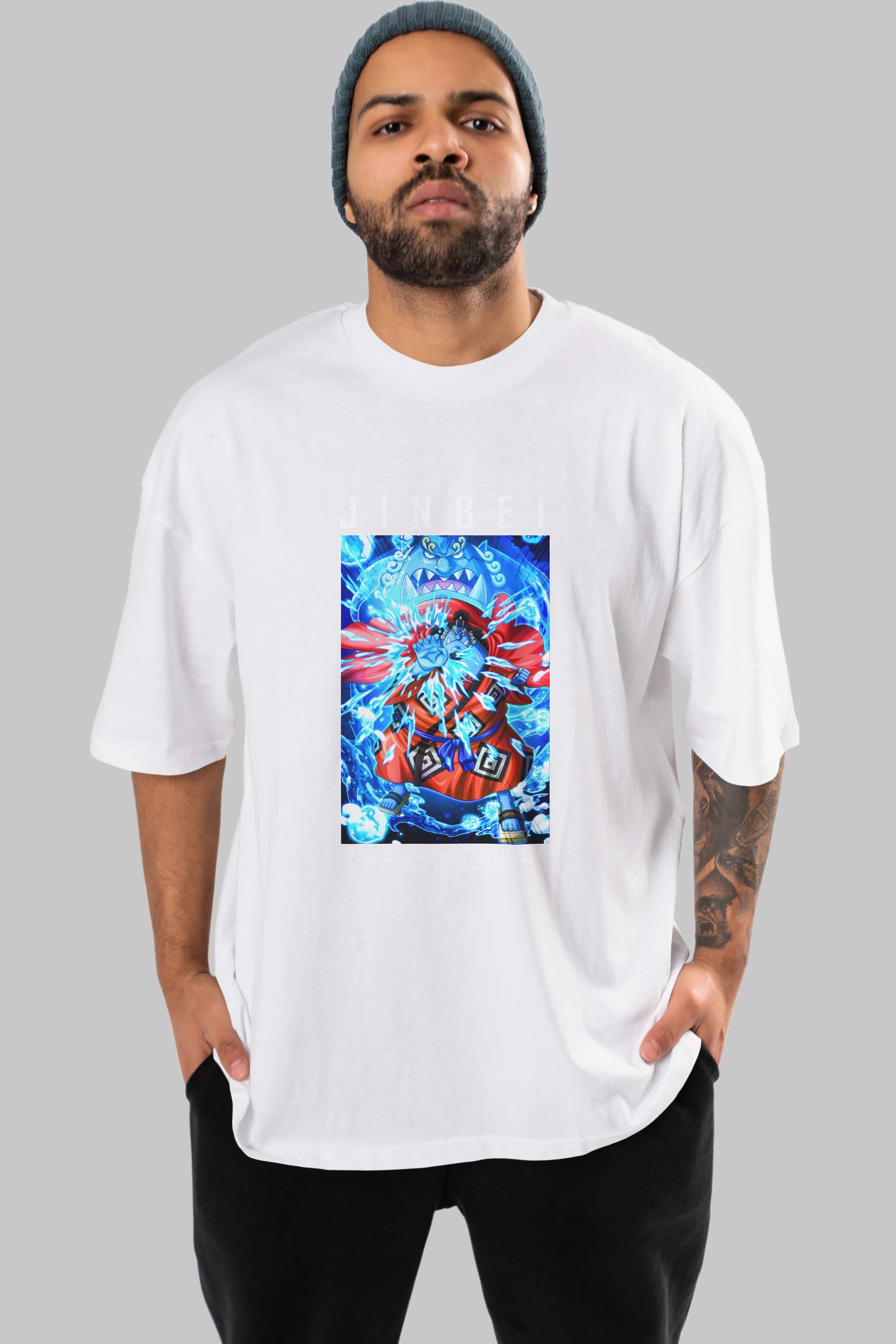 Jinbei Anime Ön Baskılı Oversize t-shirt Erkek Kadın Unisex
