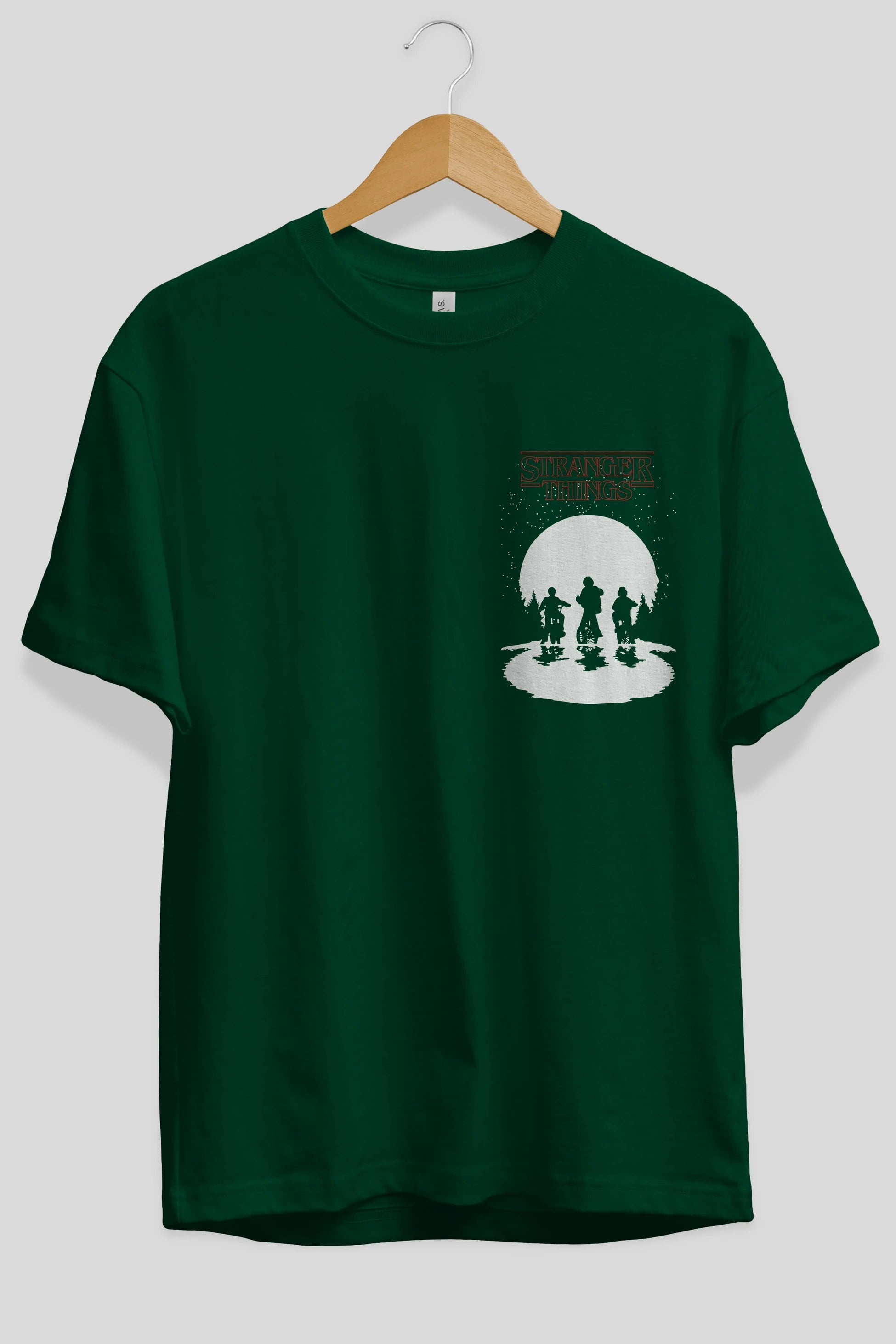 Stranger Things Ön Sol Baskılı Oversize t-shirt Erkek Kadın Unisex %100 Pamuk Bisiklet Yaka tişort