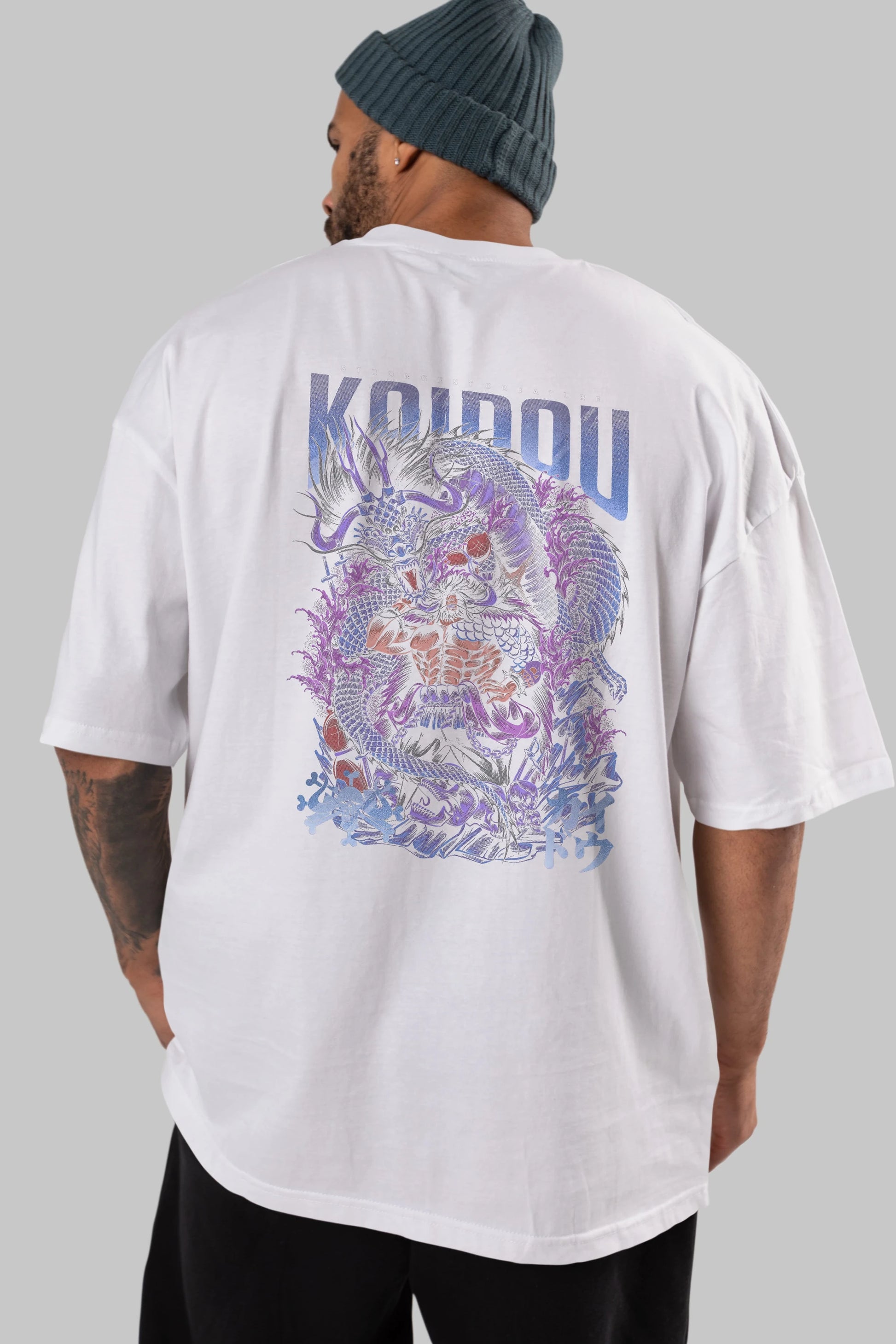 KAIDOU ONE PIECE Anime Arka Baskılı Oversize t-shirt Erkek Kadın Unisex