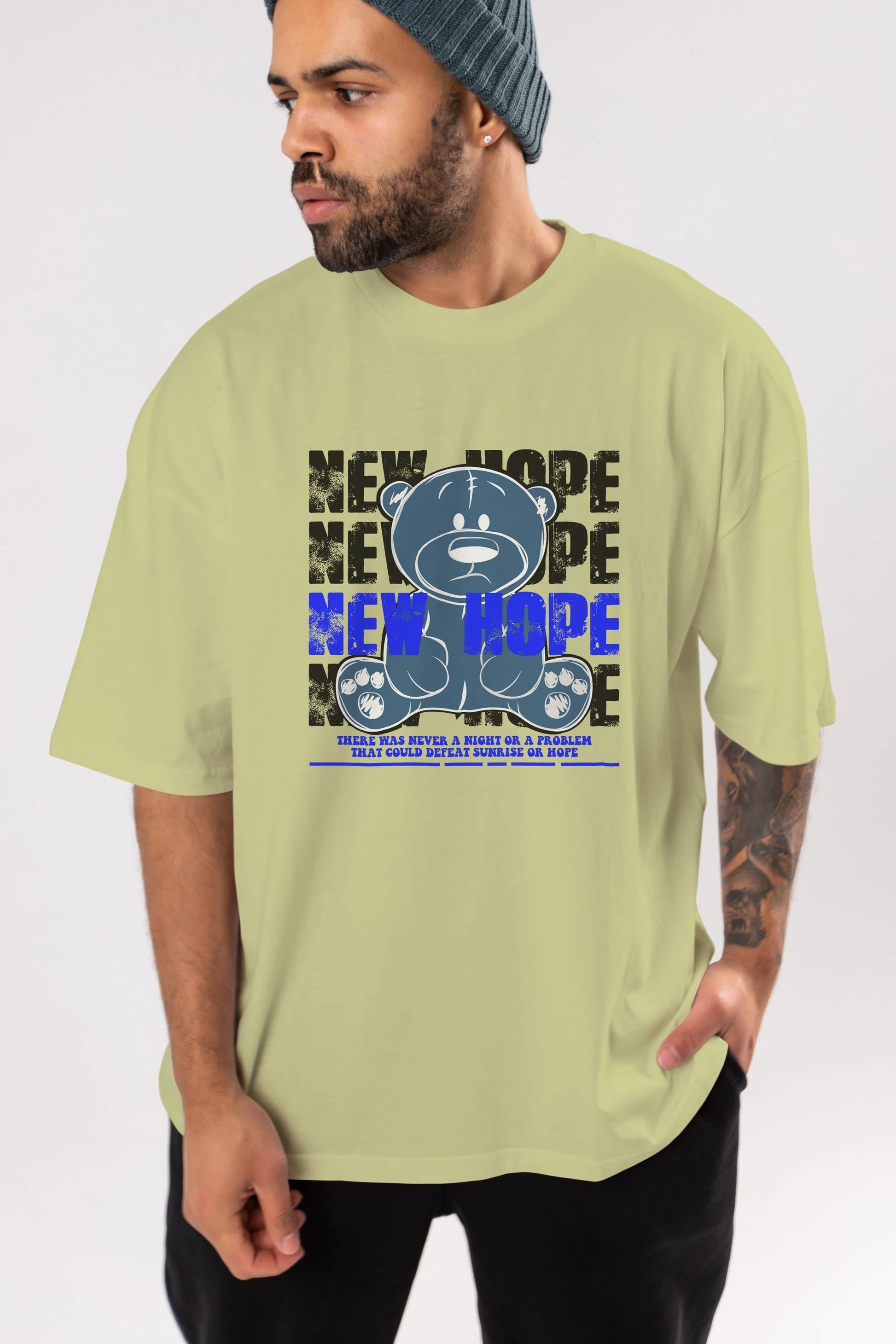 Teddy Bear New Hope Ön Baskılı Oversize t-shirt Erkek Kadın Unisex