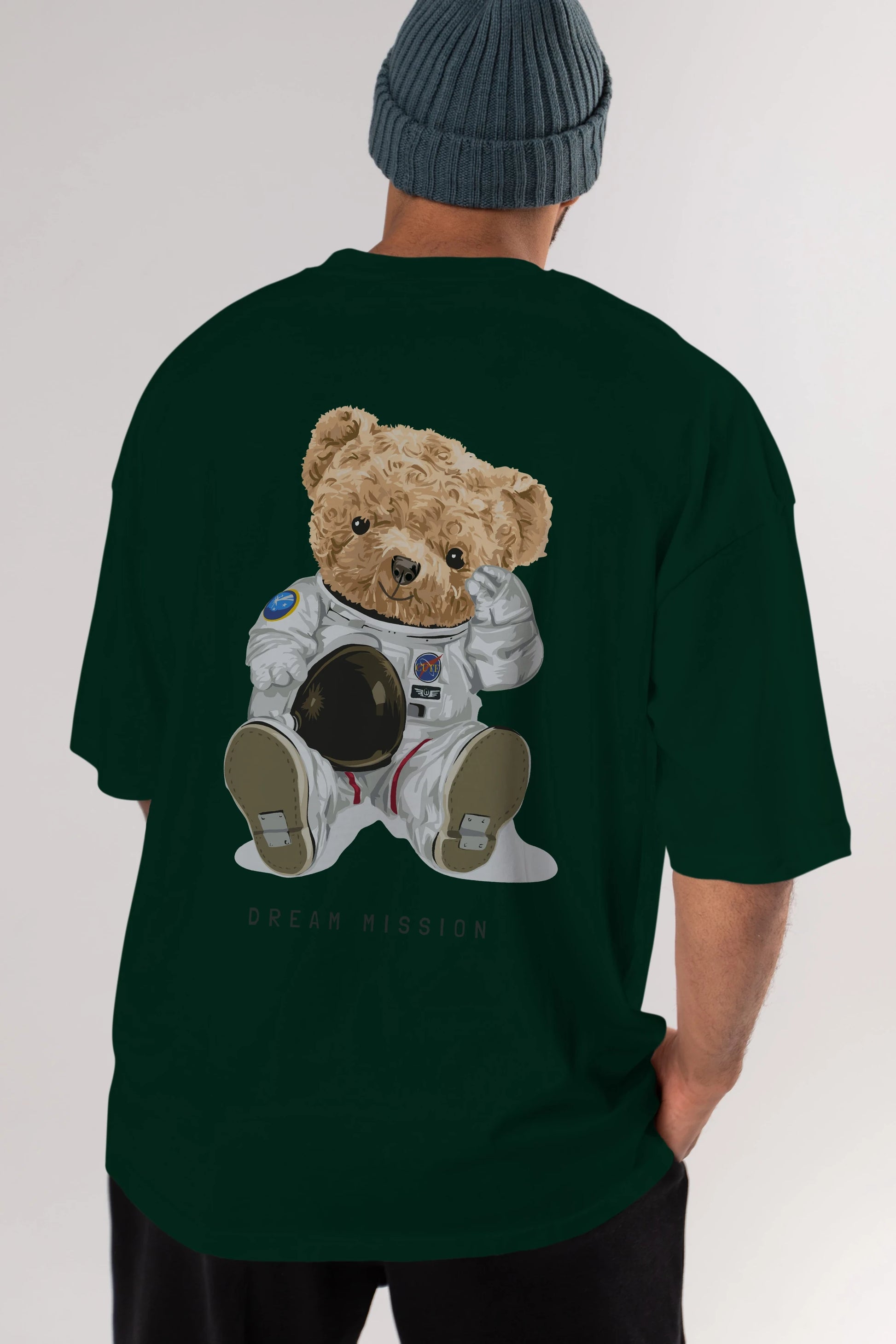 Teddy Bear Asrtonot Arka Baskılı Oversize t-shirt Erkek Kadın Unisex %100 Pamuk