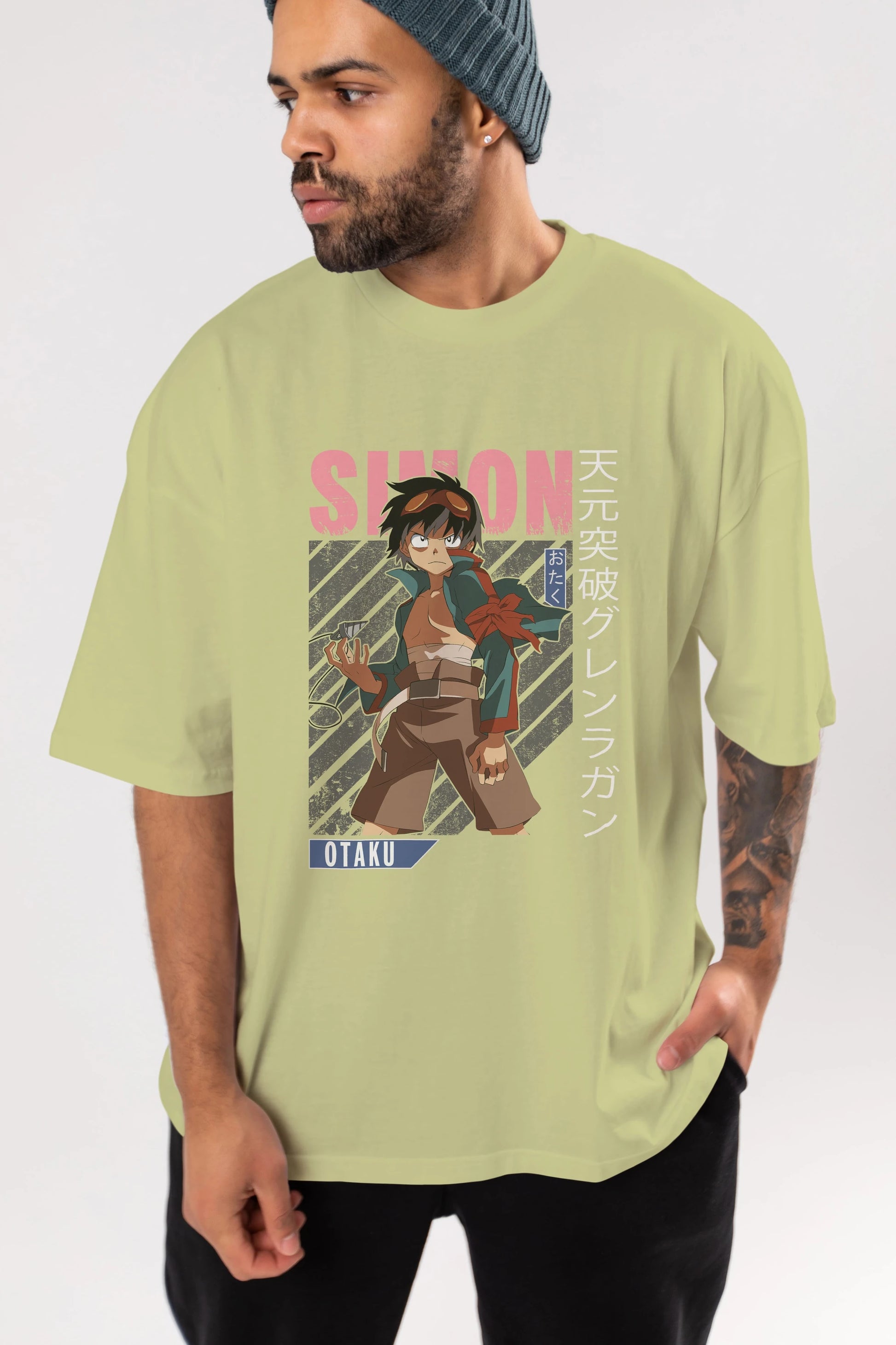 Simon 5 Anime Ön Baskılı Oversize t-shirt %100 pamuk Erkek Kadın Unisex