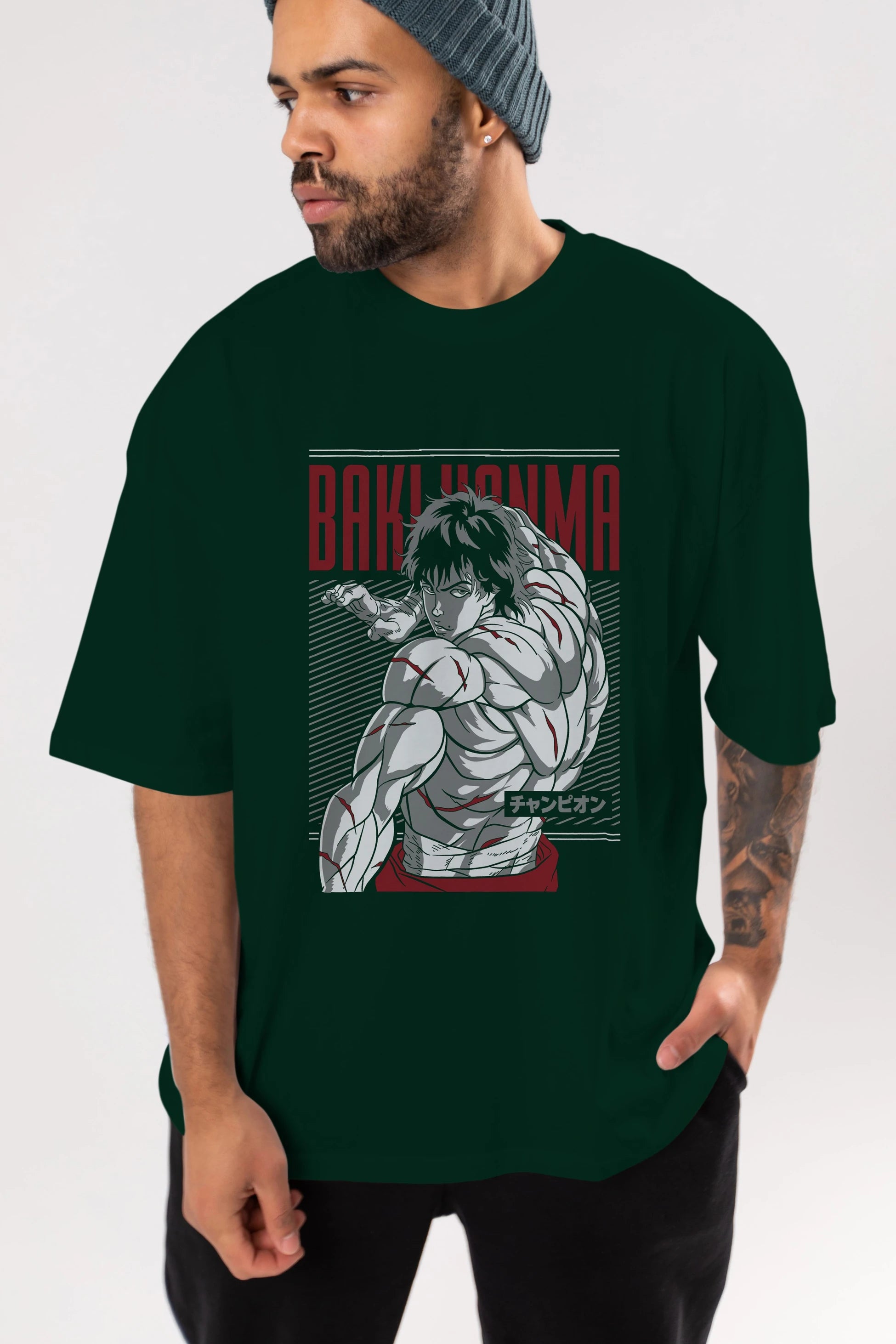 BAKI HANMA Anime Ön Baskılı Oversize t-shirt %100 pamuk Erkek Kadın Unisex