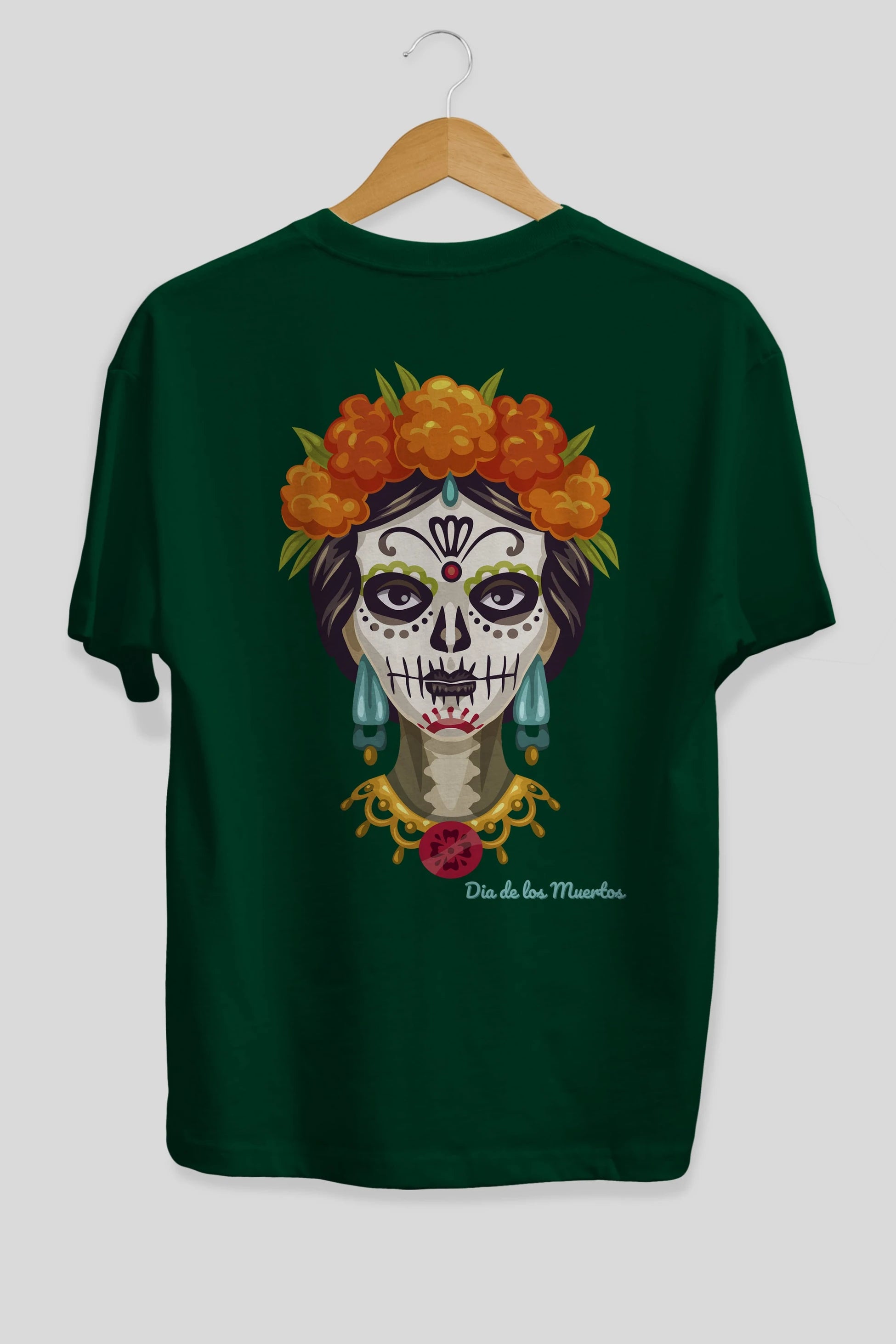 Dia de los Muertos 2 Arka Baskılı Oversize t-shirt Erkek Kadın Unisex