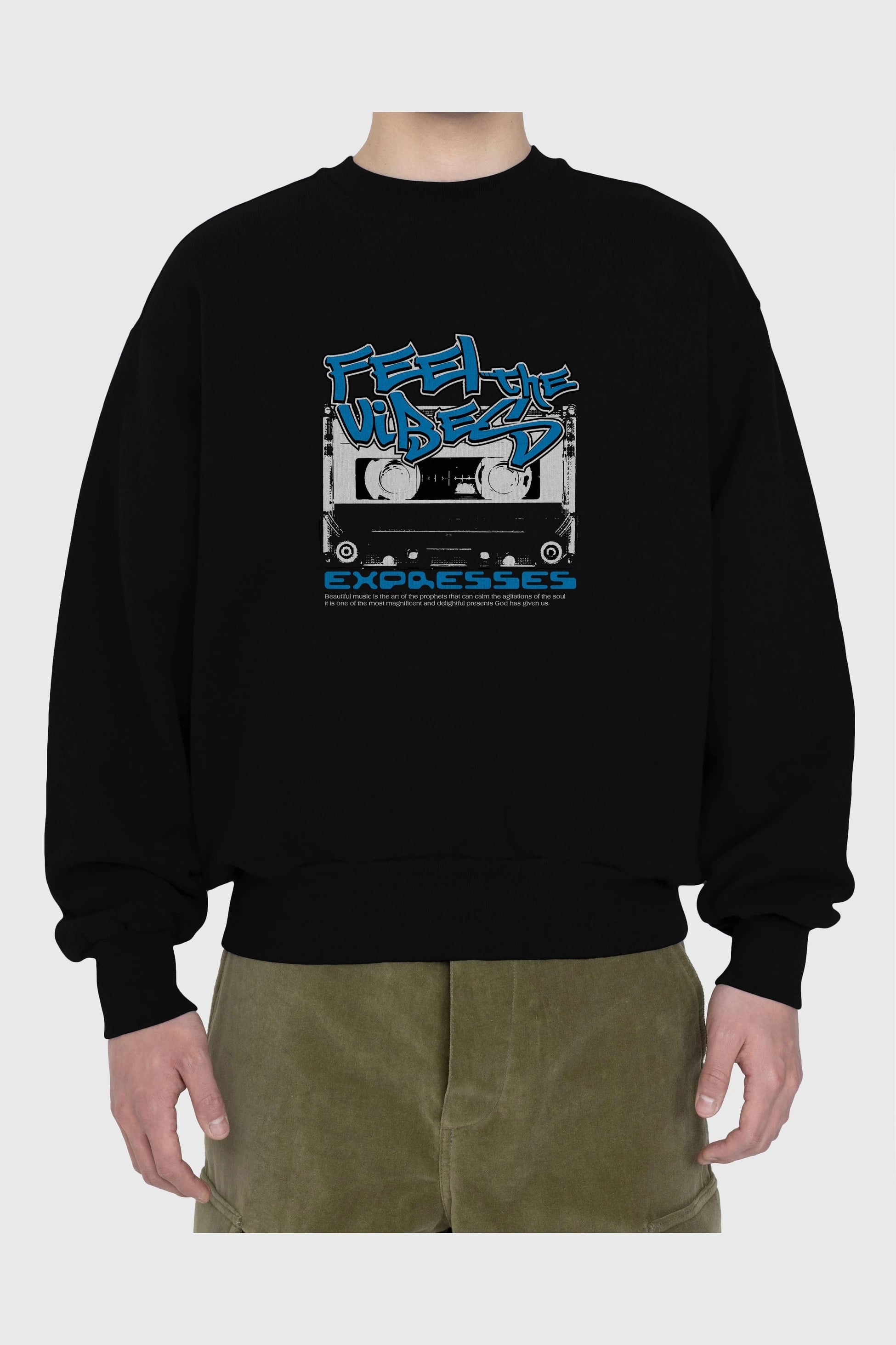 Feel The Vibes Ön Baskılı Oversize Sweatshirt Erkek Kadın Unisex