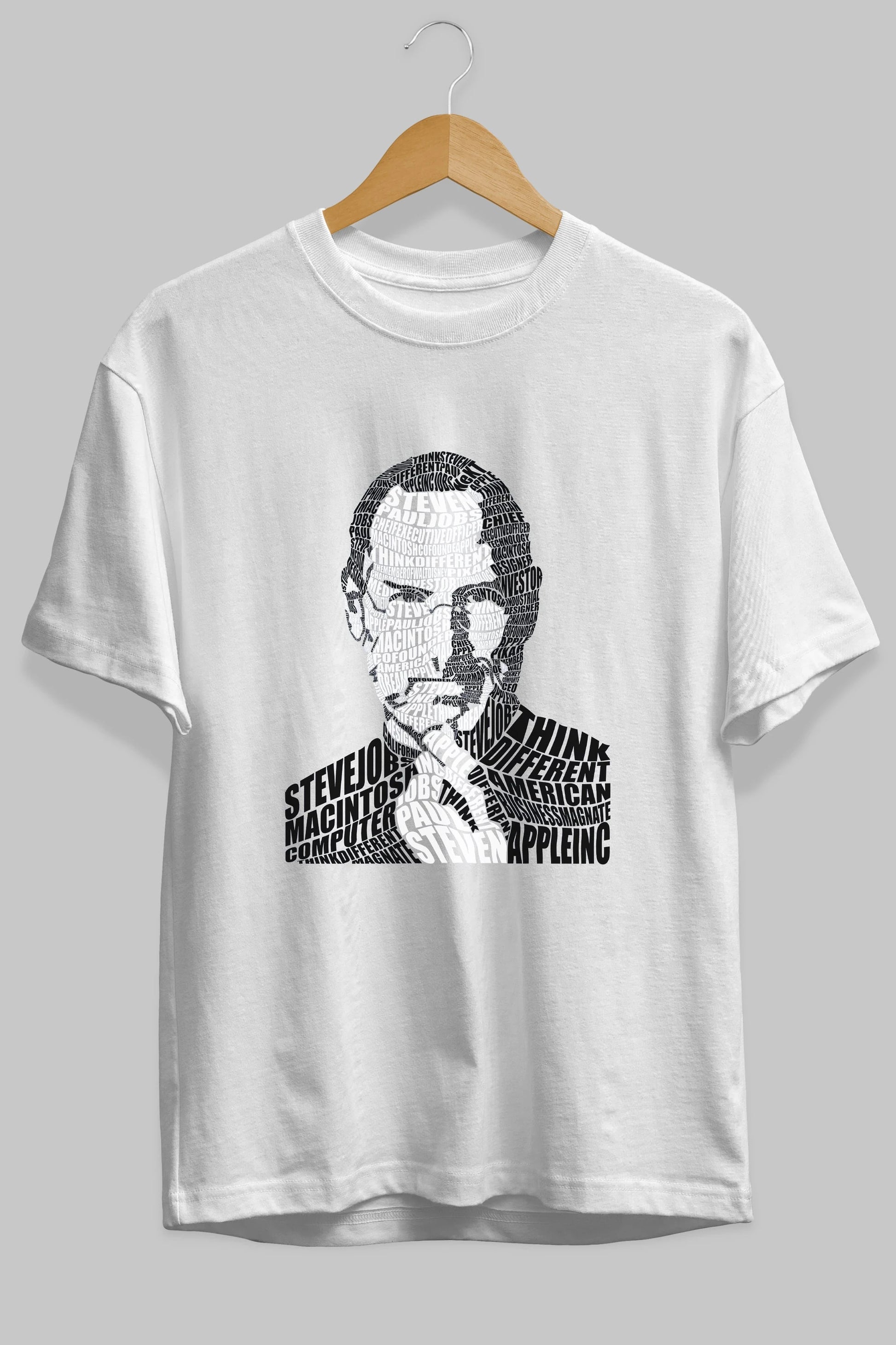 Steve Jobs Calligram Ön Baskılı Oversize t-shirt %100 pamuk Erkek Kadın Unisex