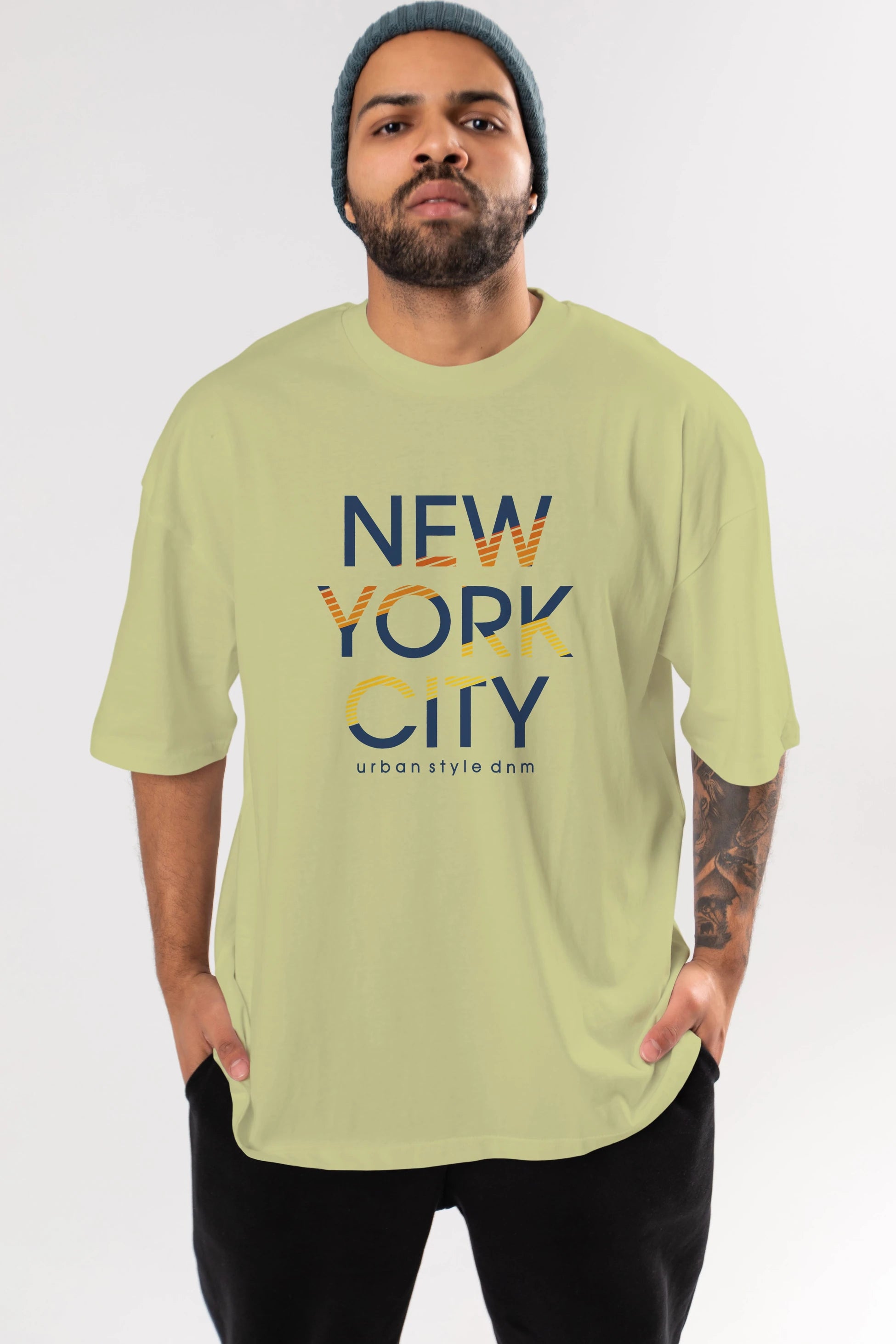 New York City Style Ön Baskılı Oversize t-shirt Erkek Kadın Unisex