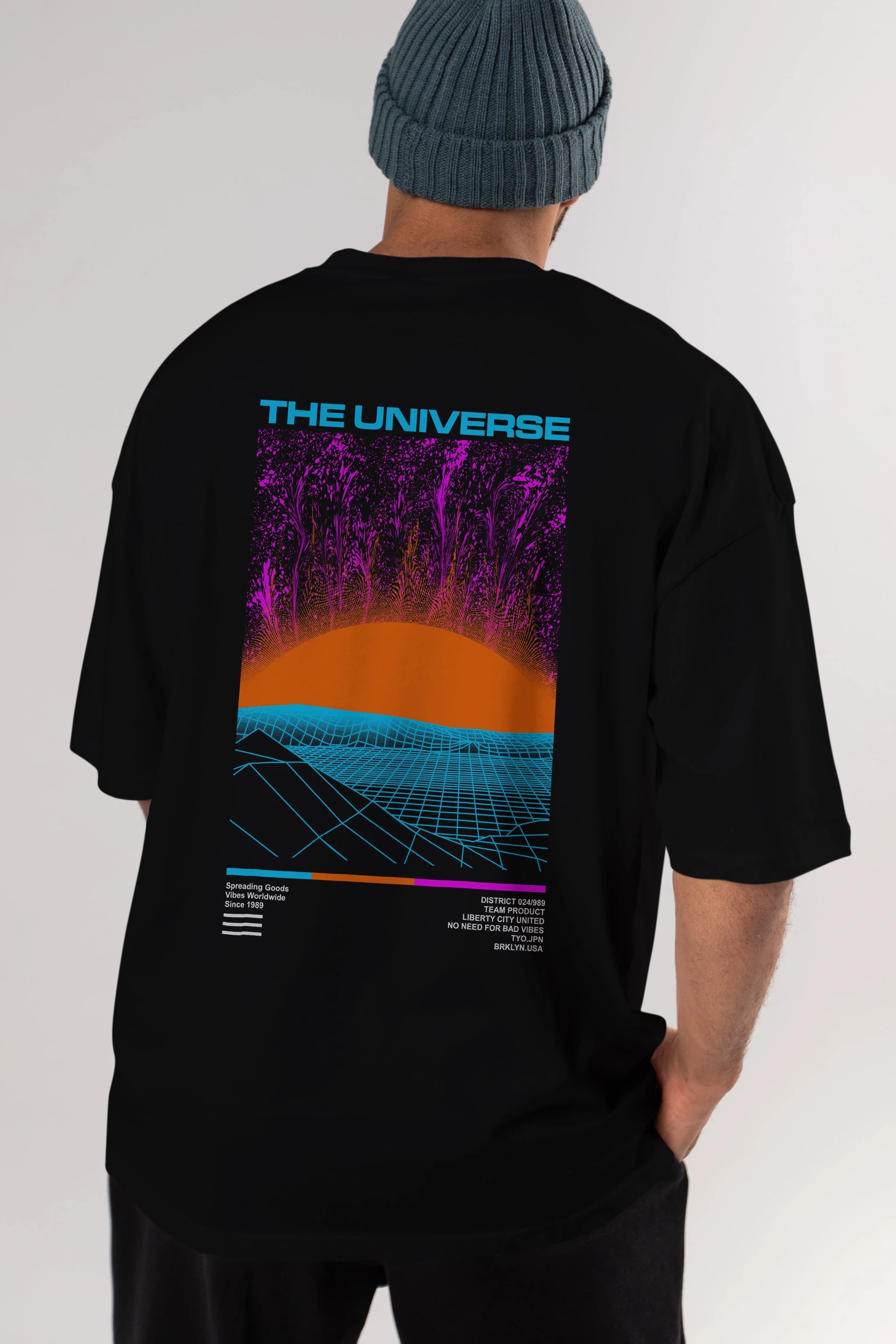 The Universe Arka Baskılı Oversize t-shirt Erkek Kadın Unisex