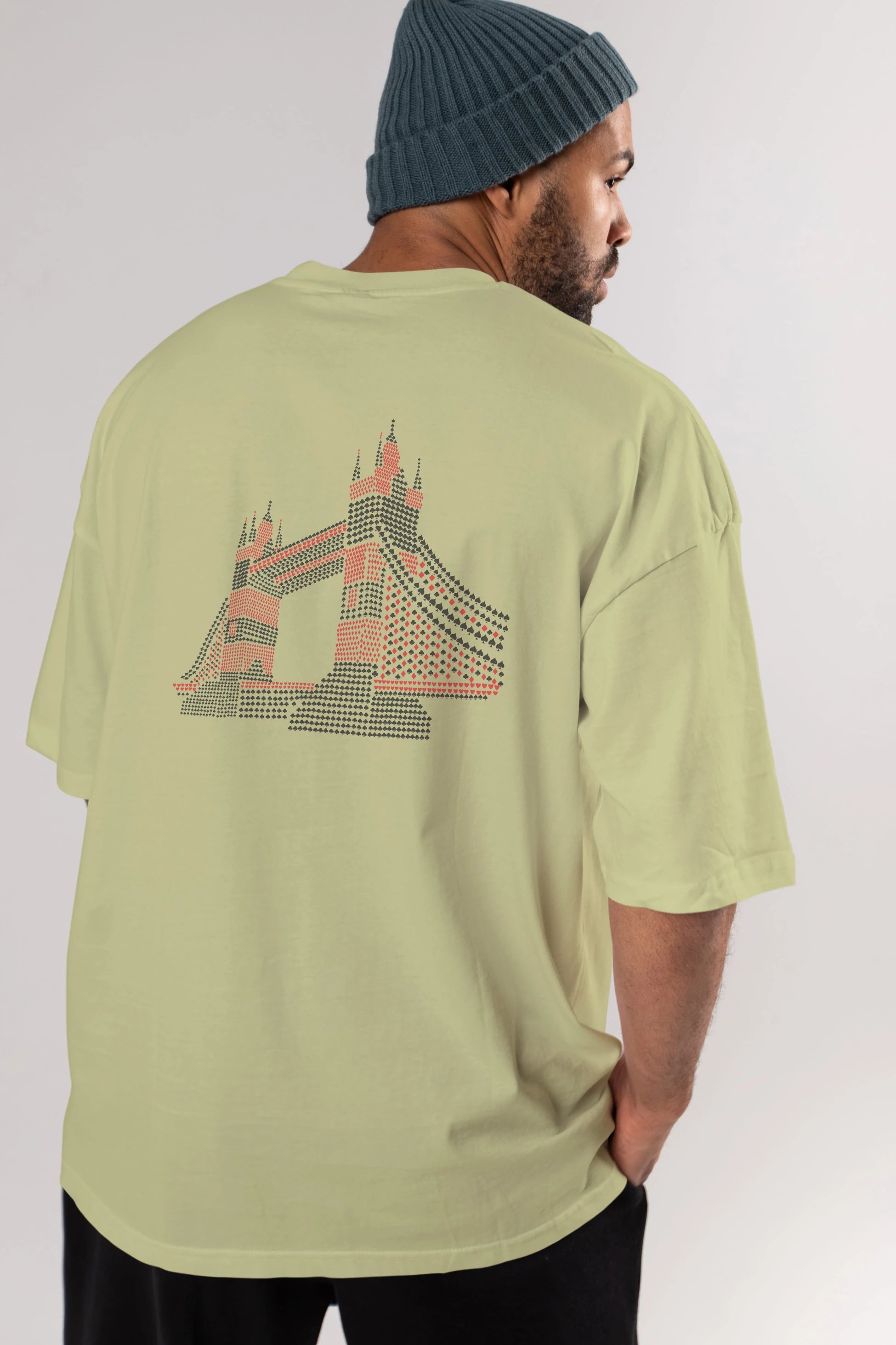 The Bridge Arka Baskılı Oversize t-shirt %100 pamuk Erkek Kadın Unisex