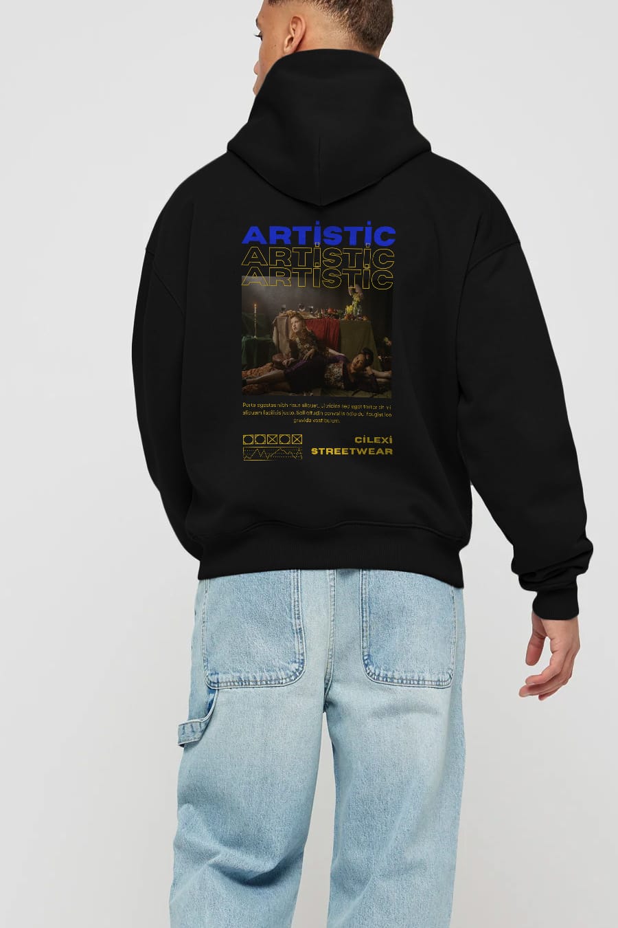 Artistic Yazılı Streetwear Arka Baskılı Oversize Hoodie Kapüşonlu Sweatshirt Erkek Kadın Unisex