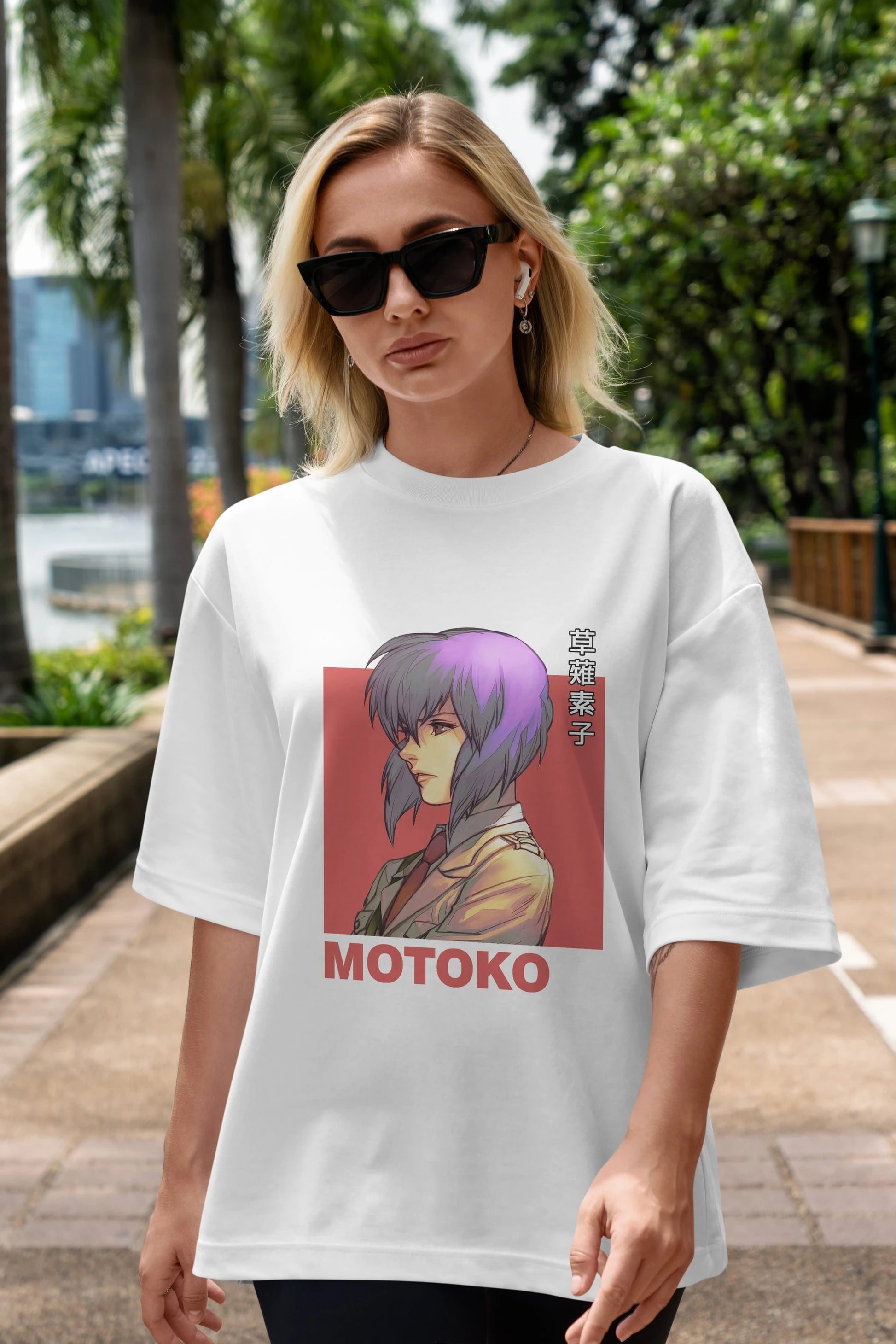 Motoko Kusanagi 12 Anime Ön Baskılı Oversize t-shirt %100 pamuk Erkek Kadın Unisex