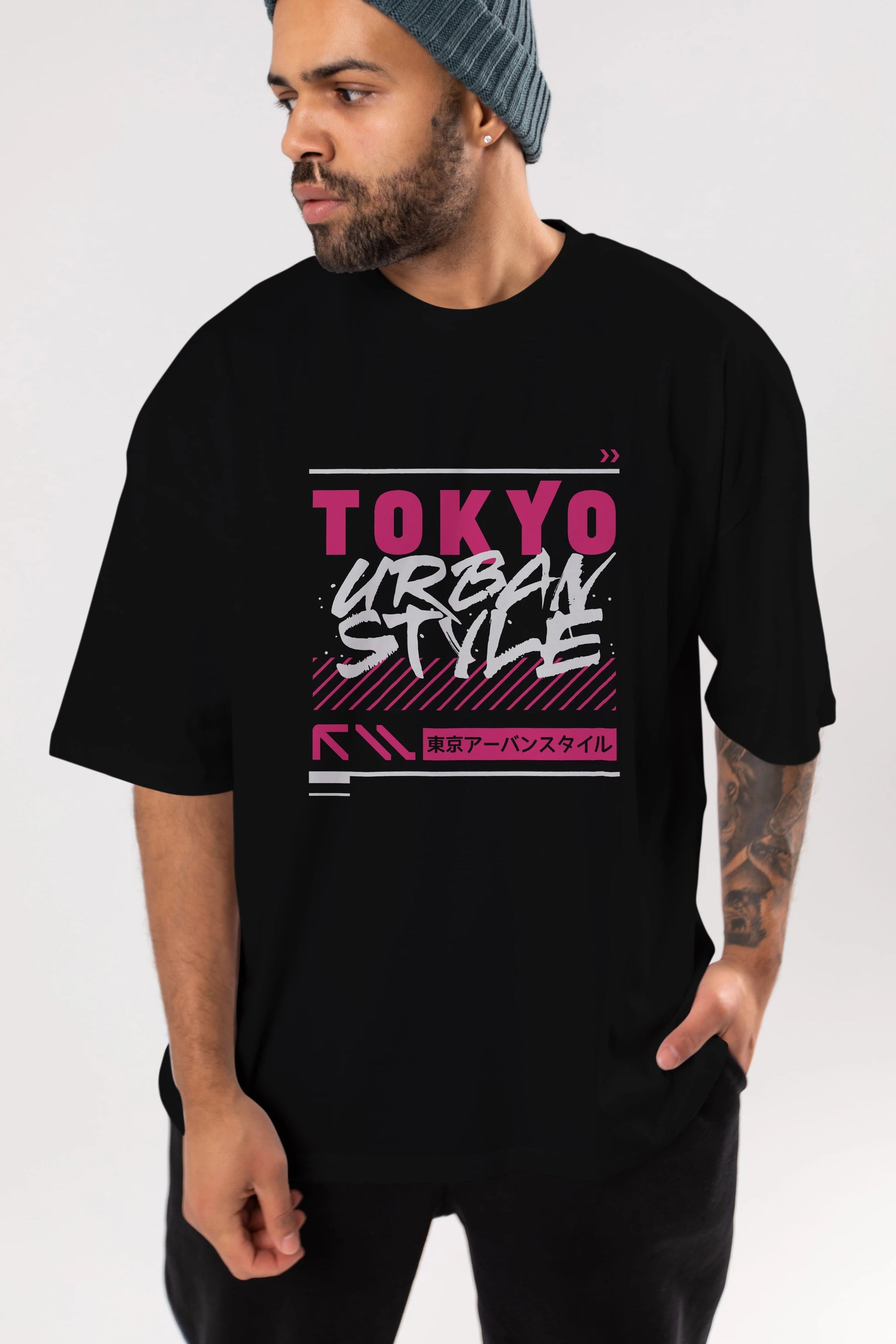 Tokyo Urban Style Ön Baskılı Oversize t-shirt Erkek Kadın Unisex