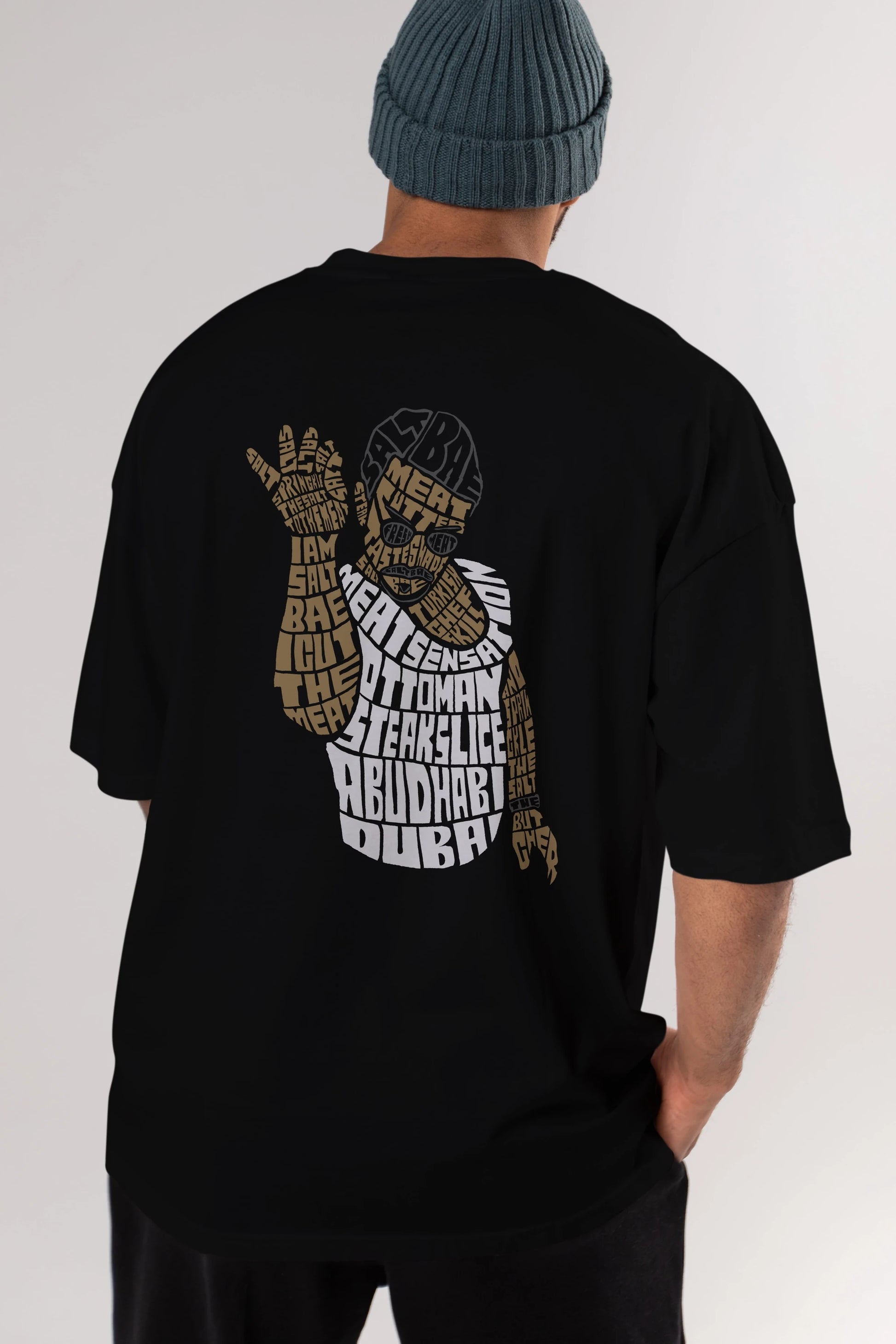 Salt Bae Arka Baskılı Oversize t-shirt %100 pamuk Erkek Kadın Unisex