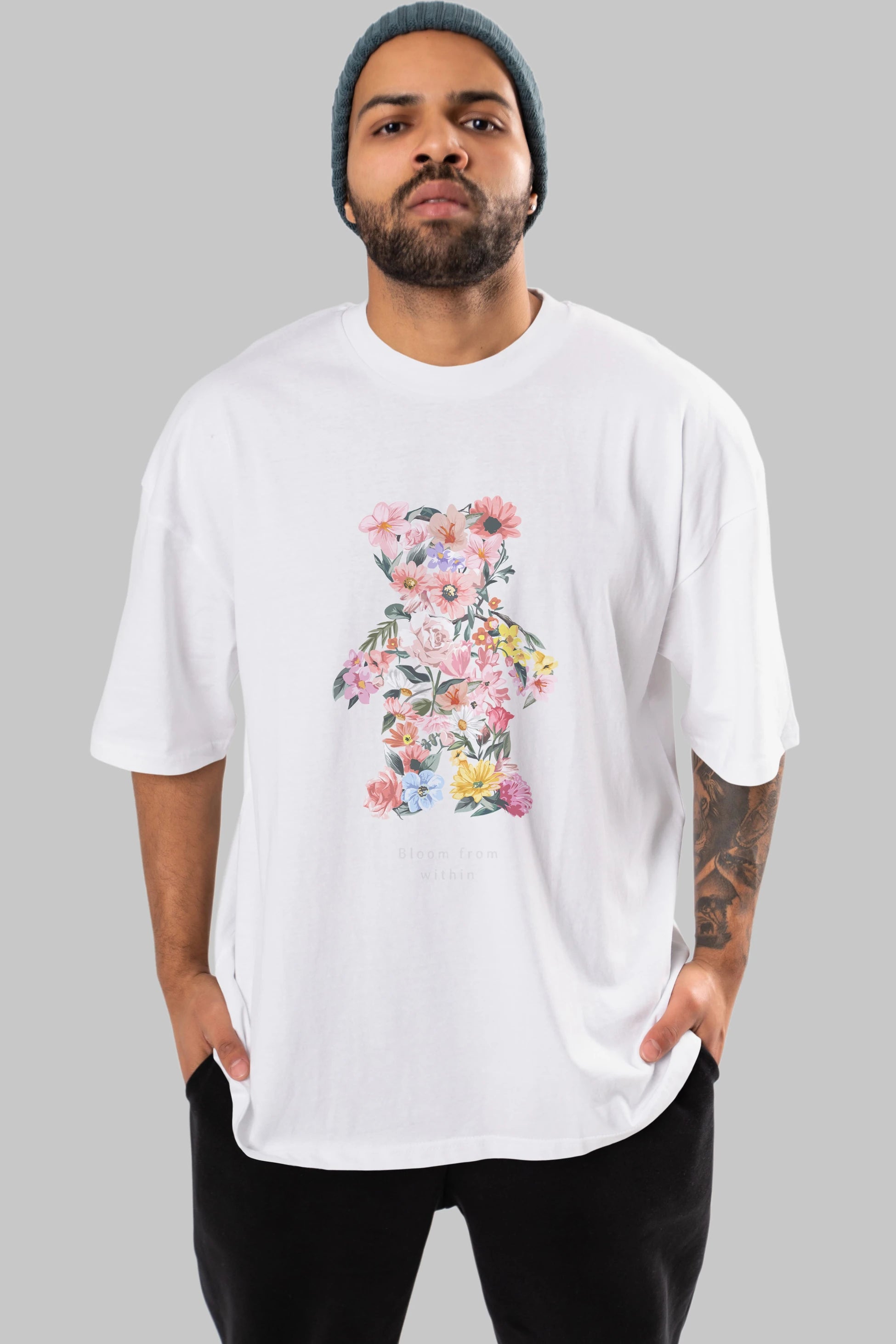 Bloom from Bear Ön Baskılı Oversize t-shirt Erkek Kadın Unisex