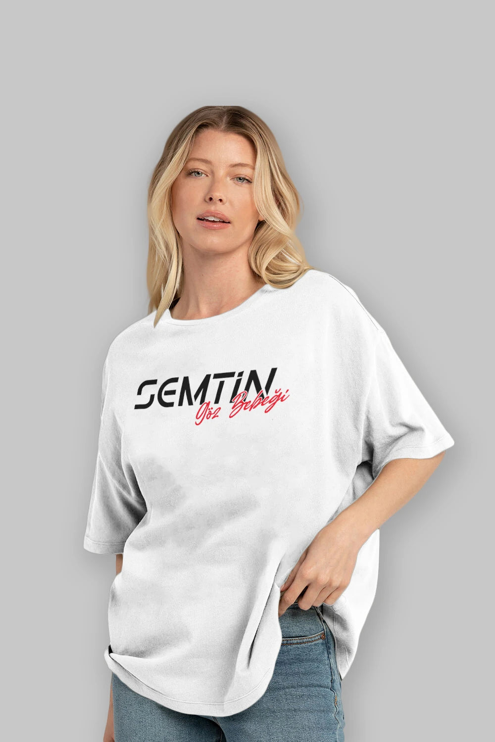 Semtin Göz Bebeği Ön Baskılı Oversize t-shirt %100 pamuk Erkek Kadın Unisex