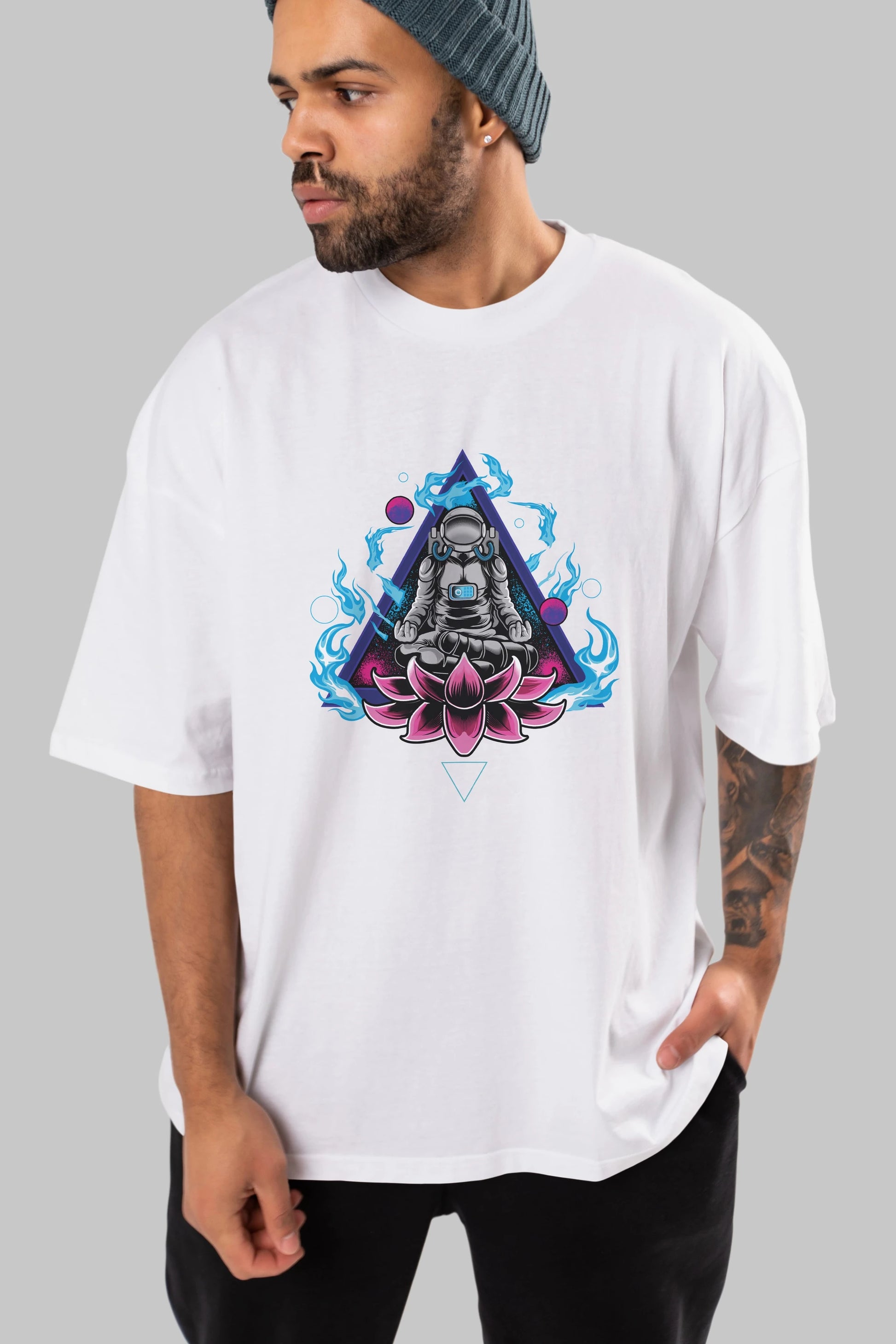 Astronaut Meditation (2) Ön Baskılı Oversize t-shirt Erkek Kadın Unisex