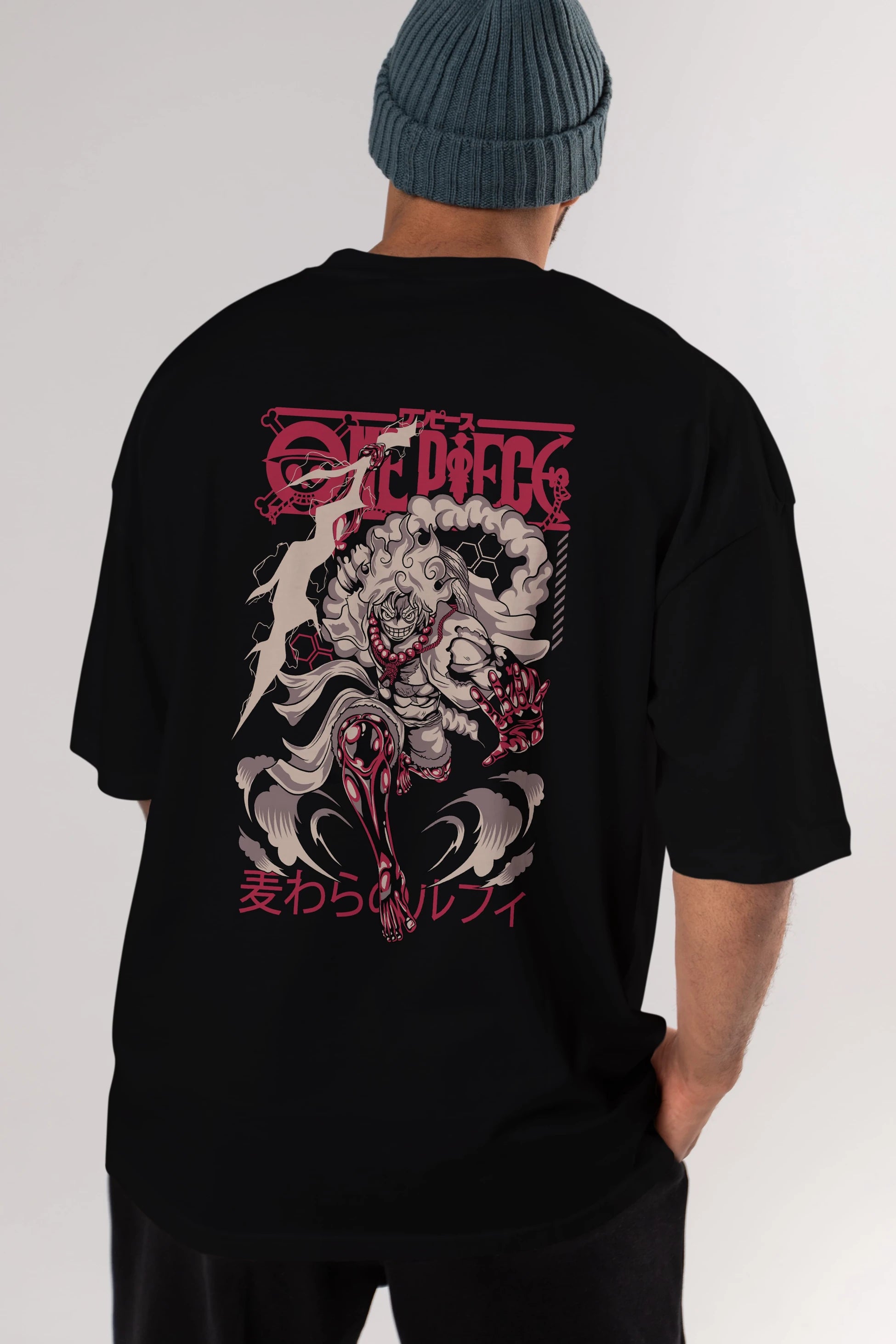 MONKEY D. LUFF-ONE PIECE 1 Anime Arka Baskılı Oversize t-shirt Erkek Kadın Unisex