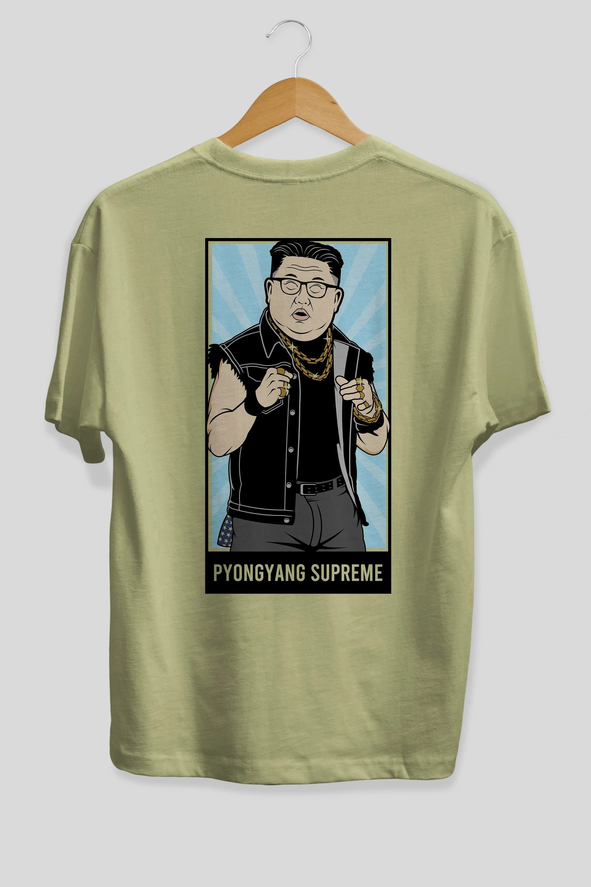 Kim Jong Un Pyongyang Supreme Arka Baskılı Oversize t-shirt Erkek Kadın Unisex %100 Pamuk tişort