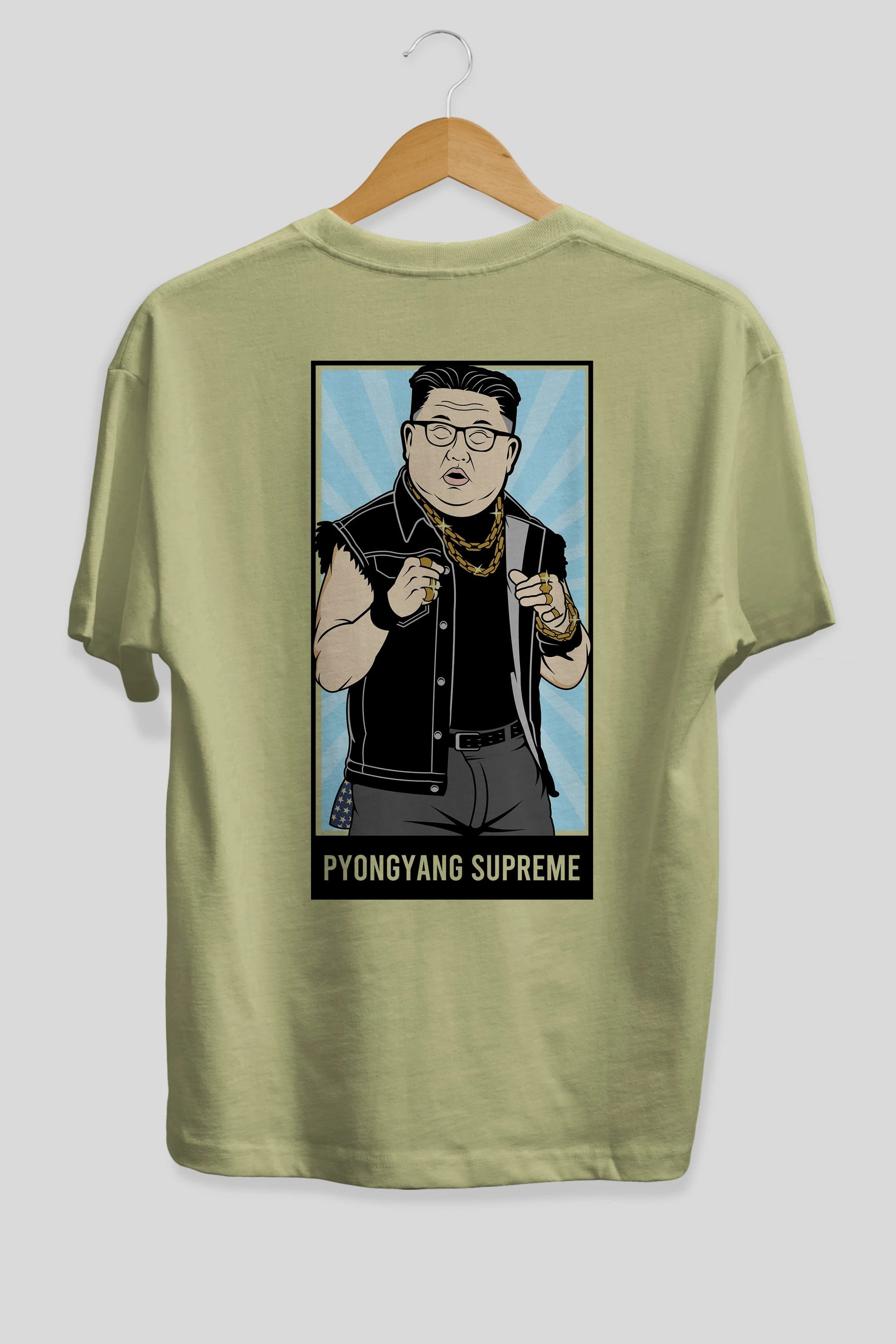 Kim Jong Un Pyongyang Supreme Arka Baskılı Oversize t-shirt Erkek Kadın Unisex %100 Pamuk tişort